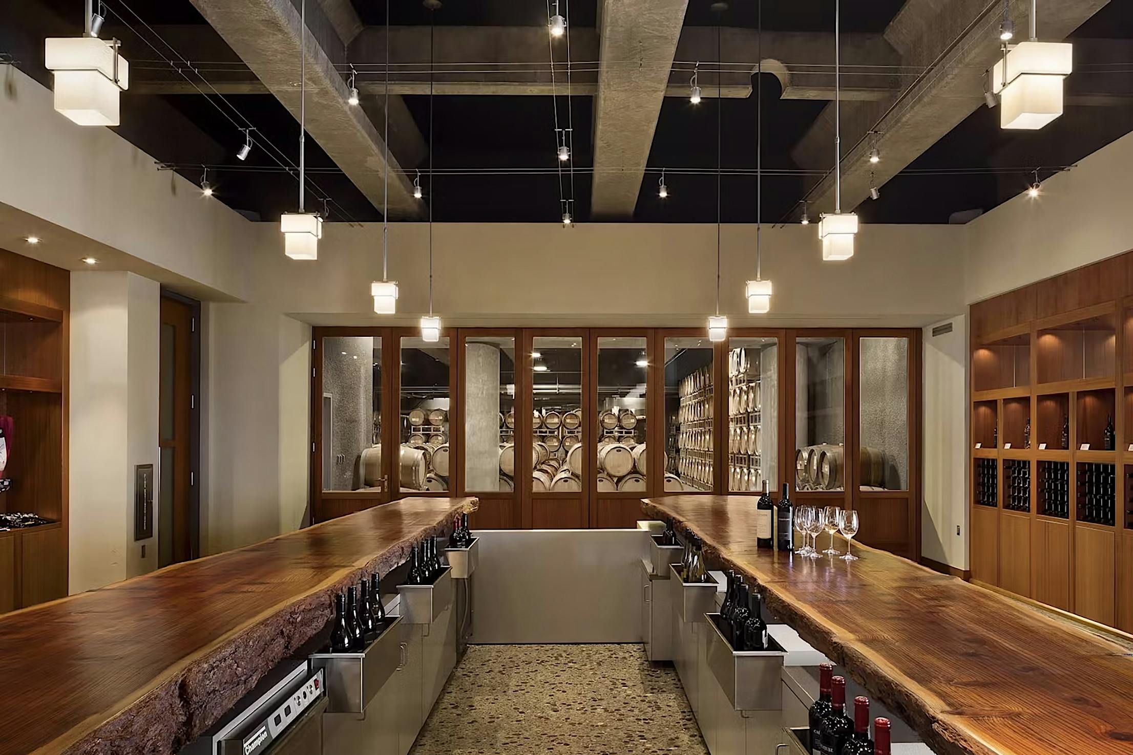 wood framed retractable glass walls