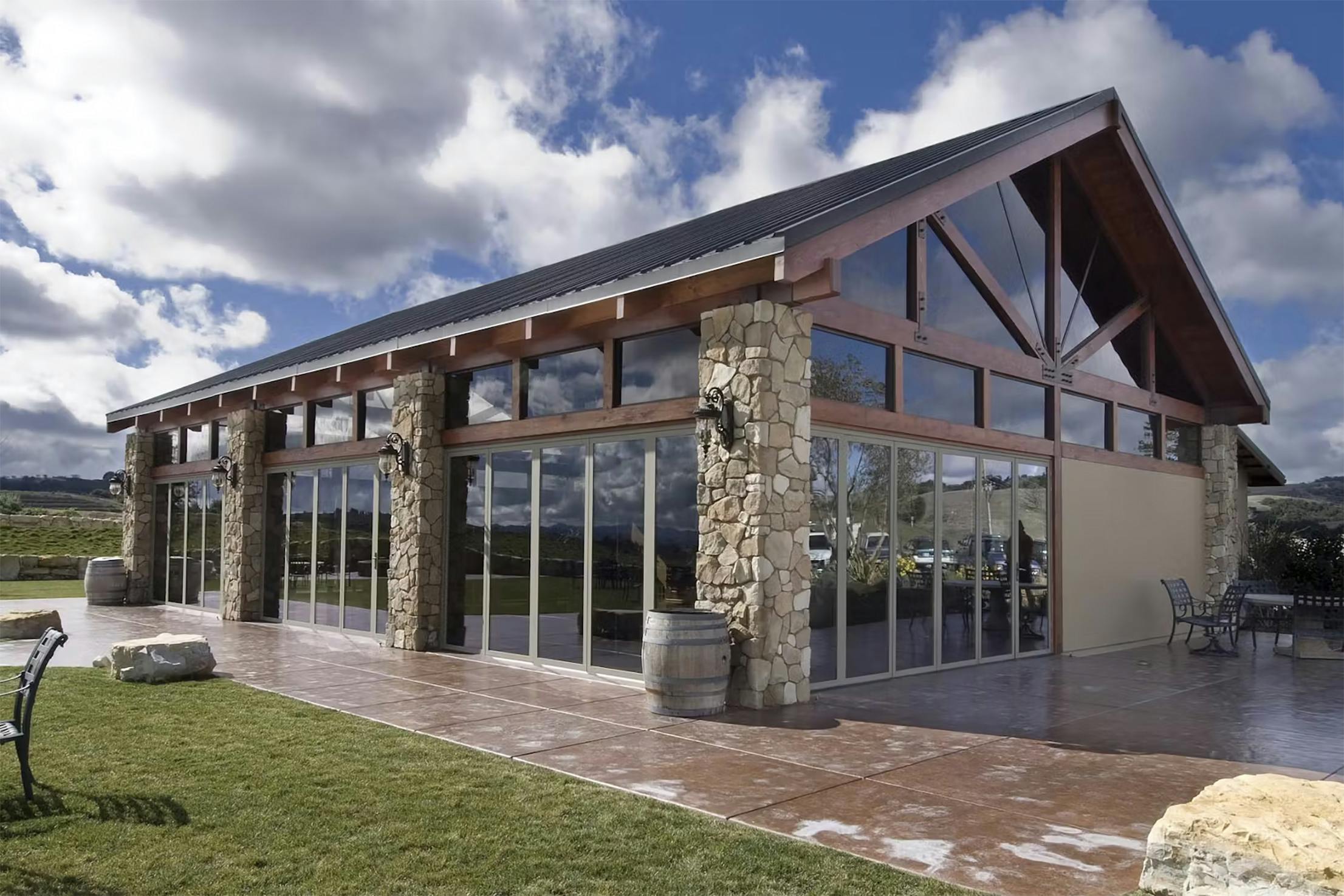 tasting room retractable glass wall systems