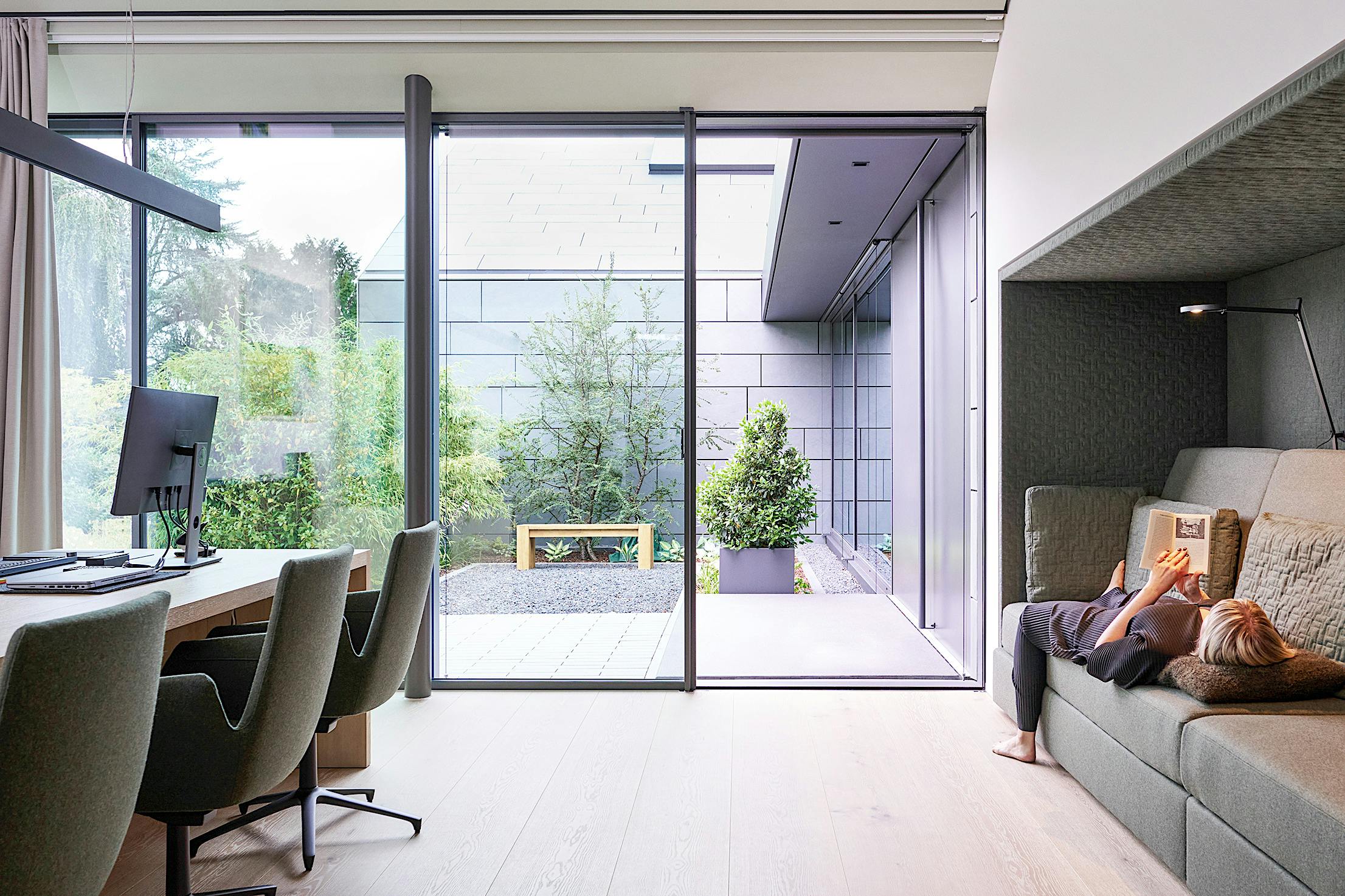 NanaWall opening glass doors in home office