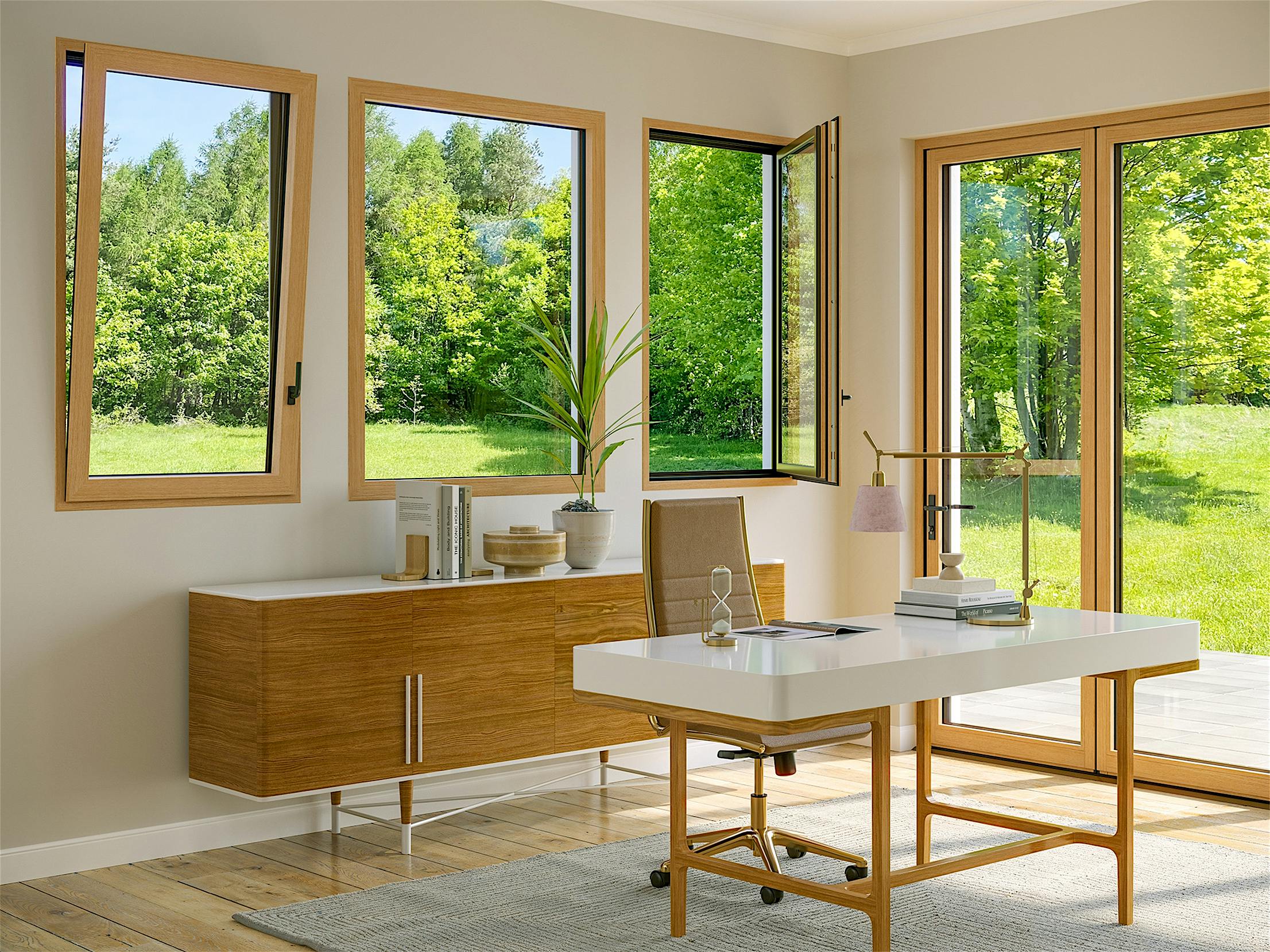 wood framed tilt turn windows and fixed windows