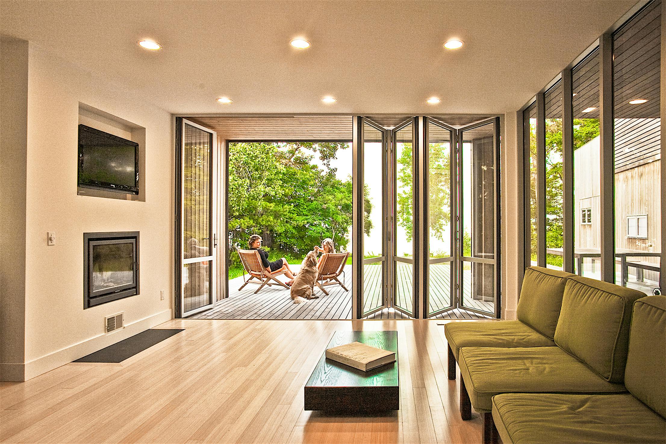 folding door system in sustainable designed home 