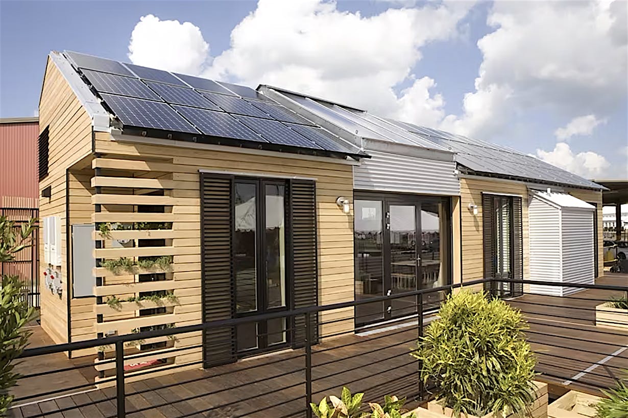 sustainable building design with folding glass wall