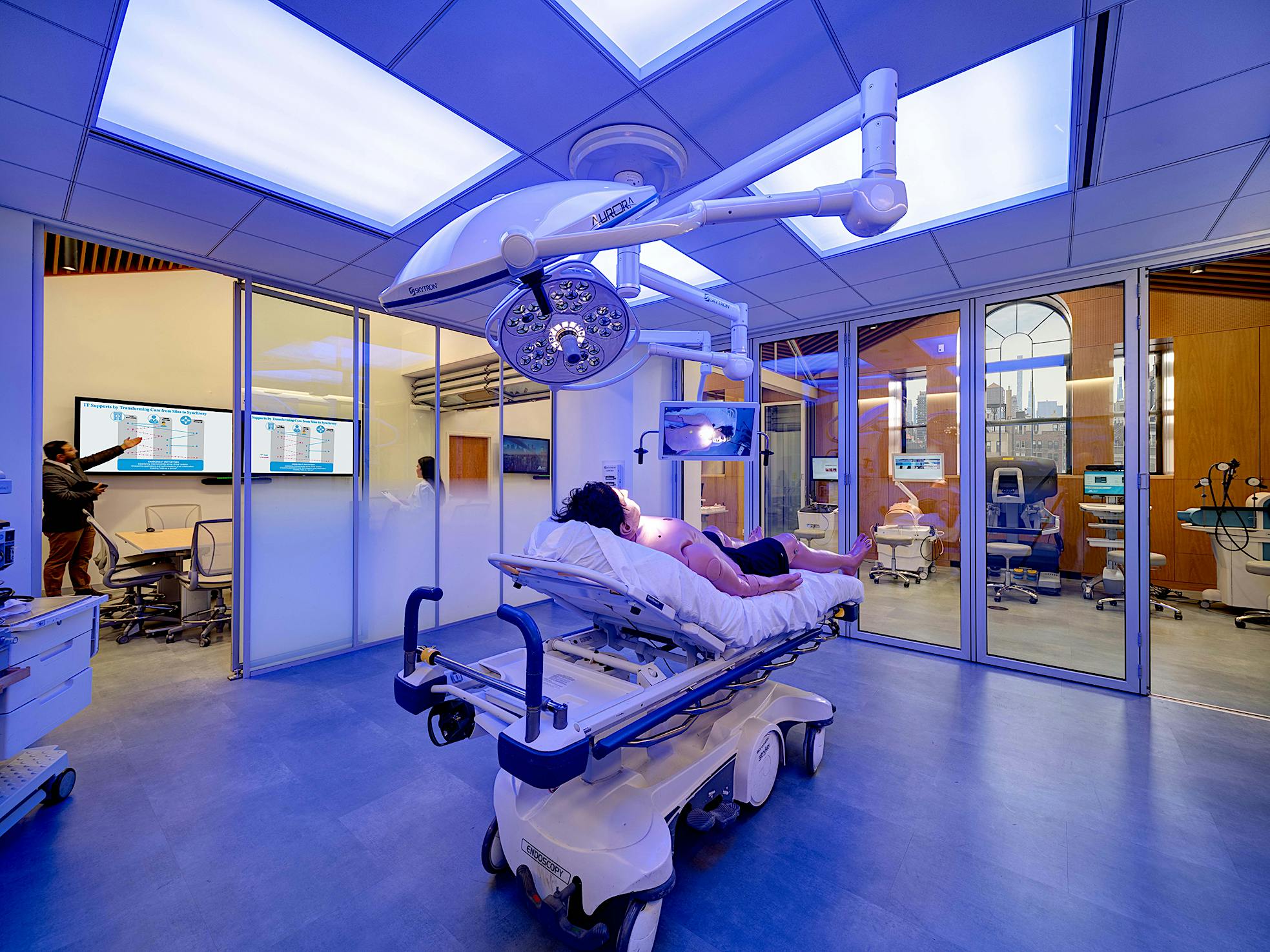 opening glass walls in Mount Sinai learing facility