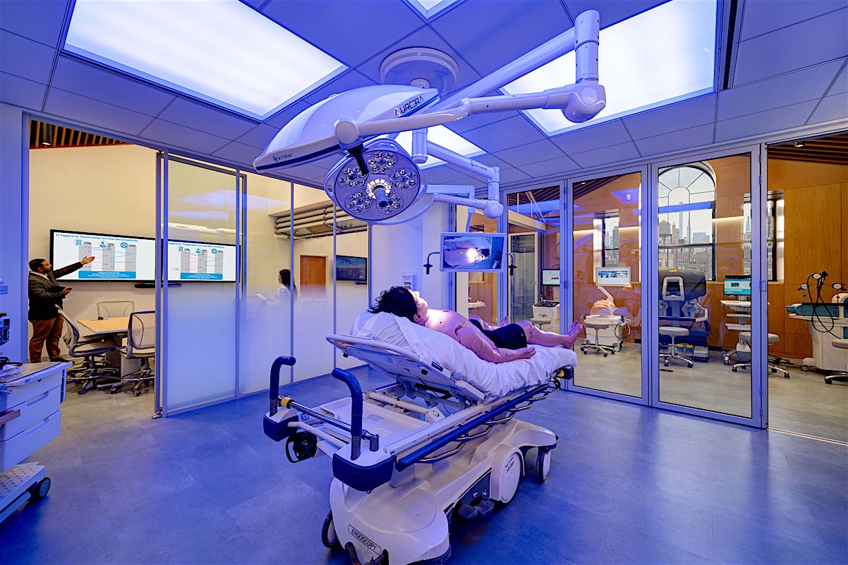 opening glass walls in Mount Sinai learing facility