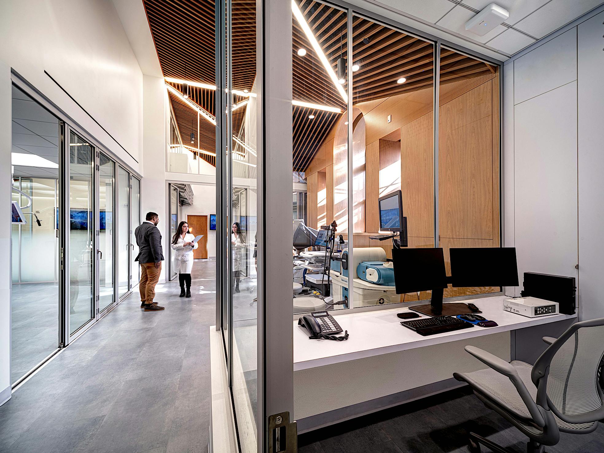 opening glass wall systems in training facility