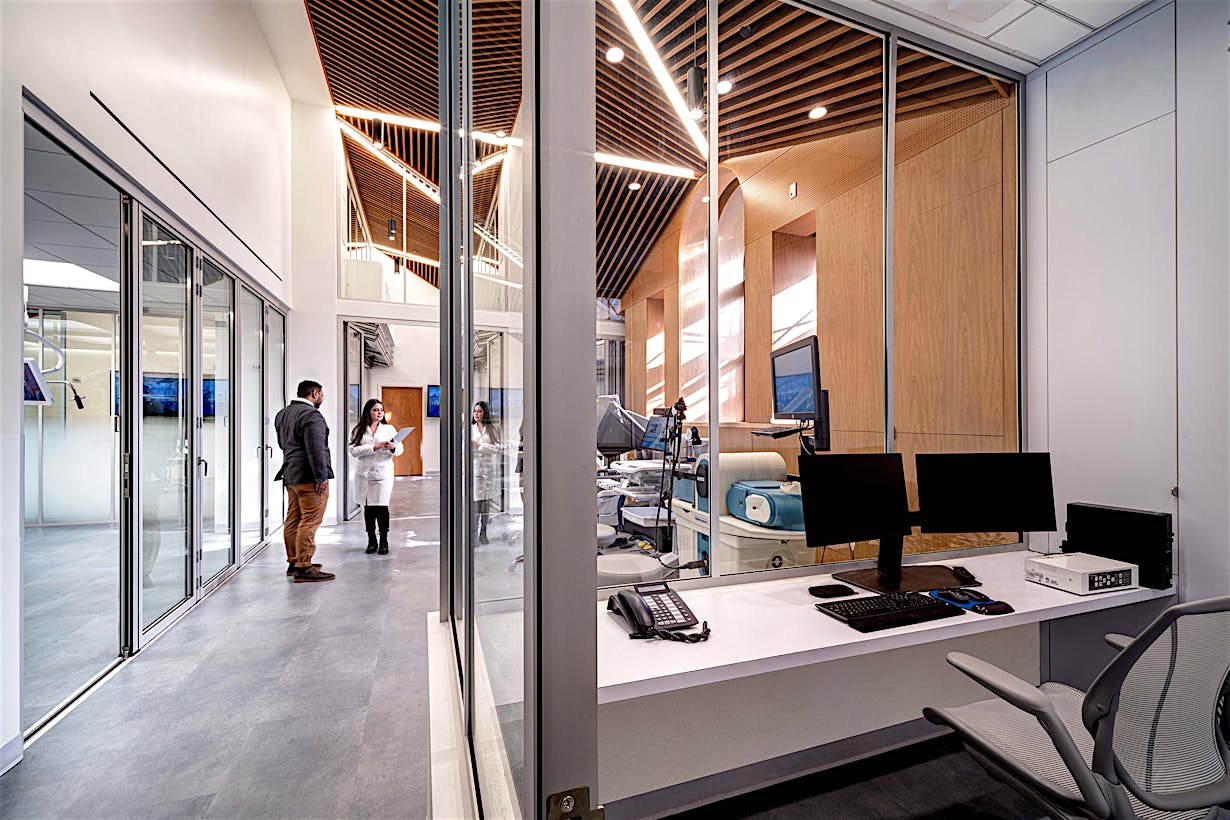 opening glass wall systems in training facility