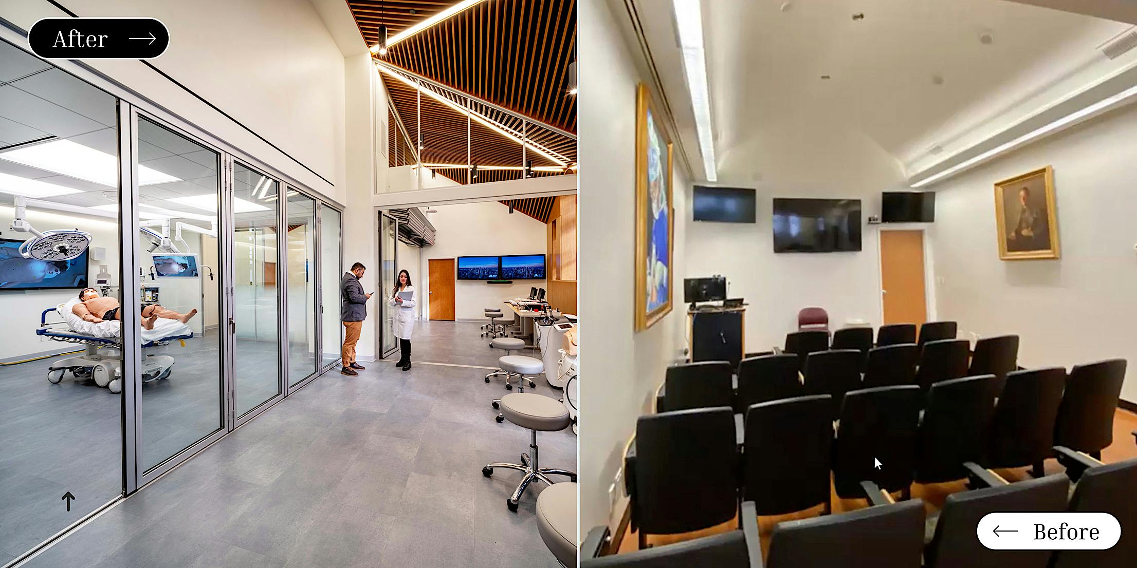 learning facility remodel with opening glass walls