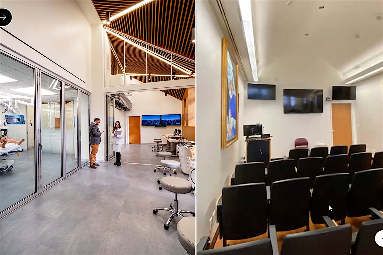 learning facility remodel with opening glass walls