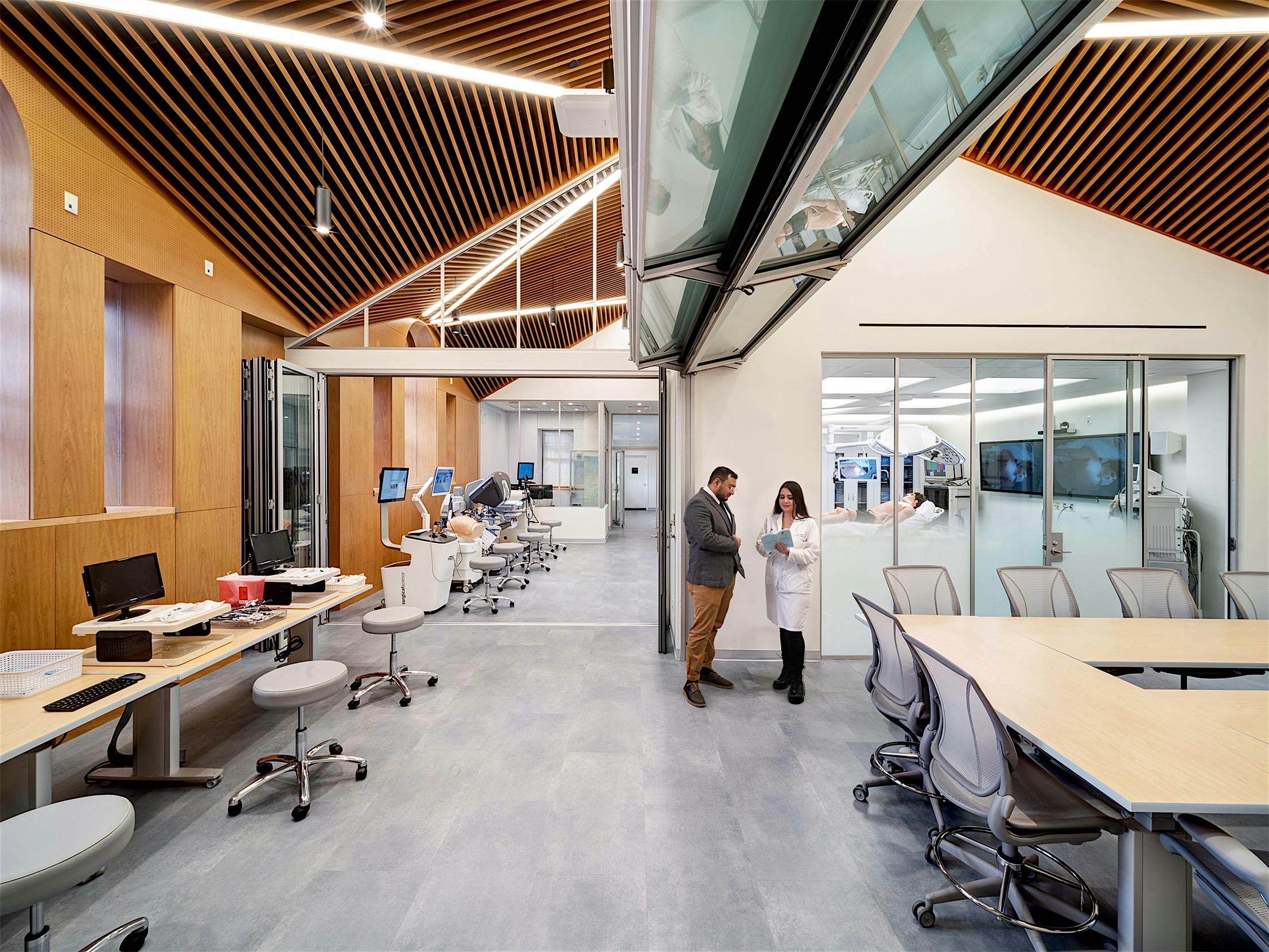 Mount Sinai learning facilities with opening glass wall