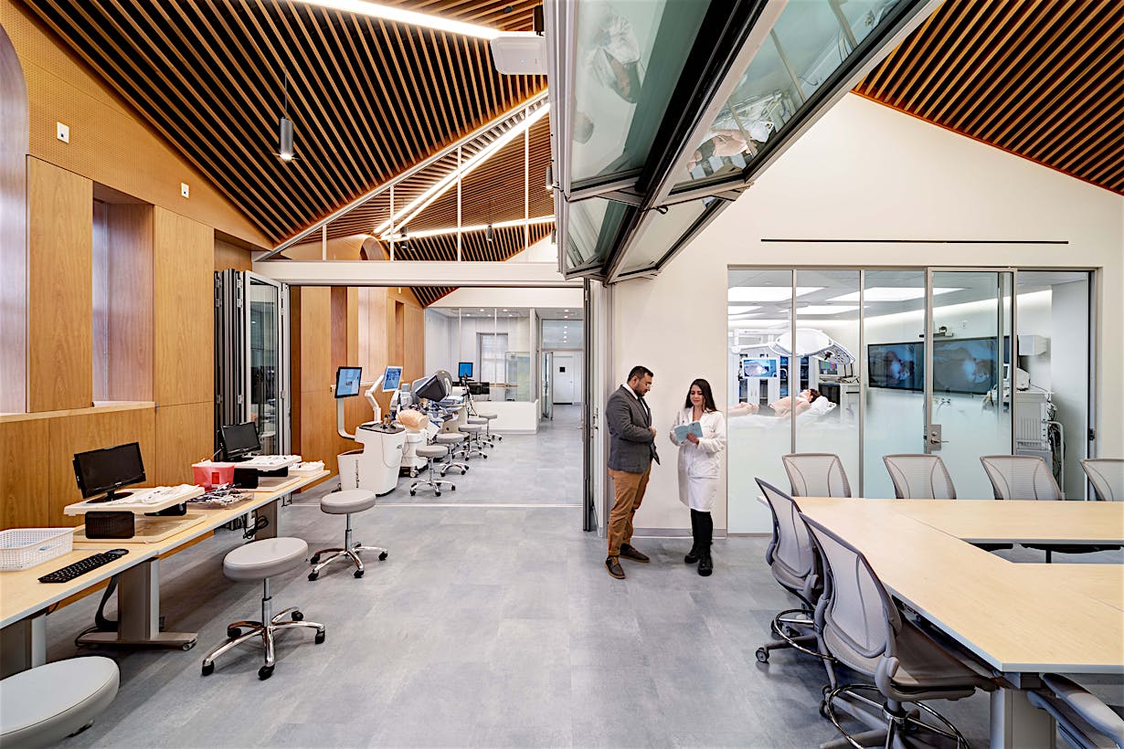 Mount Sinai learning facilities with opening glass wall