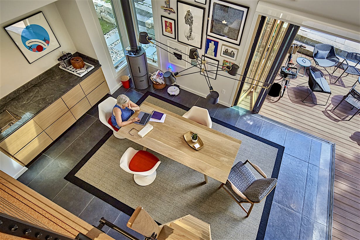 Art studio and bifold glass door