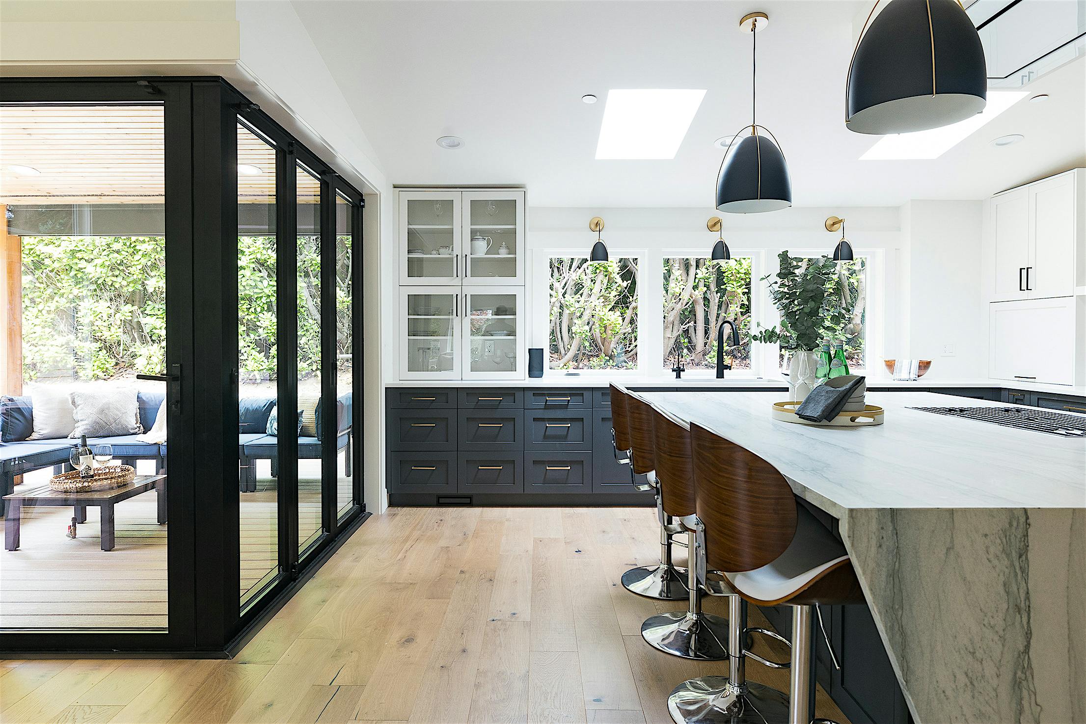 kitchen remodel with folding glass door system