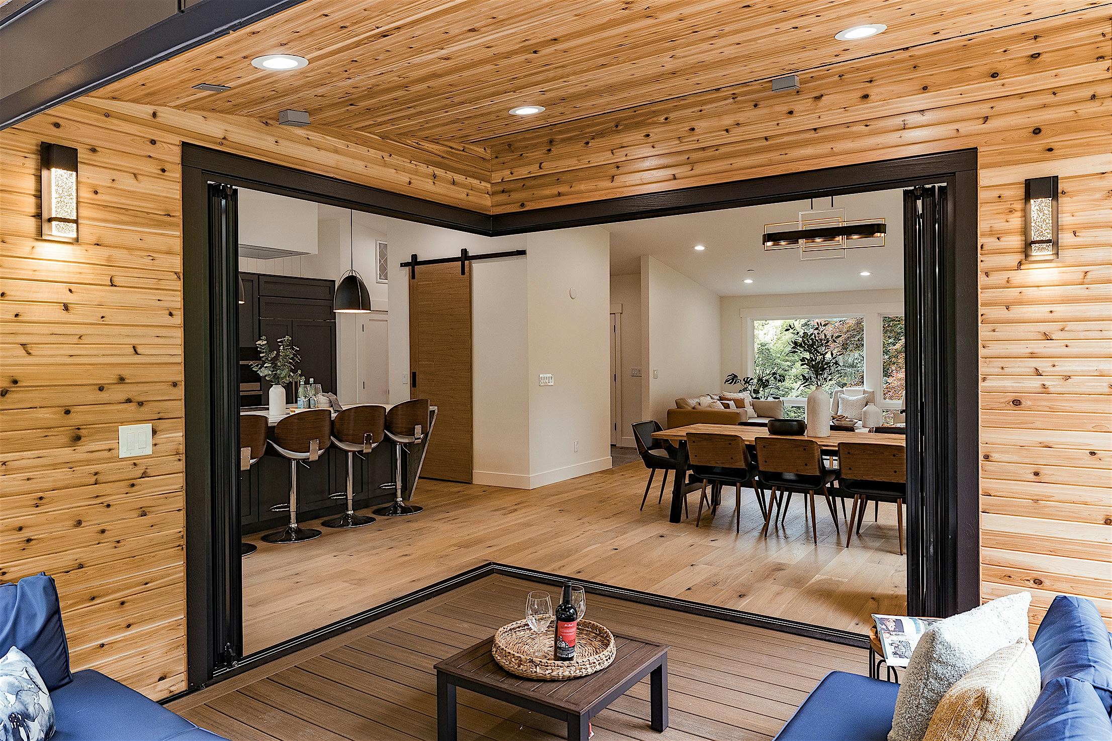 interior open corner design with NanaWall folding glass doors