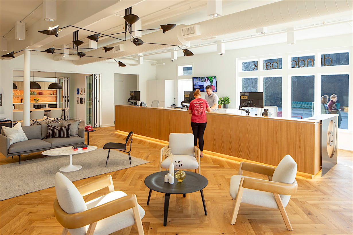 Bank with sound rated folding door systems