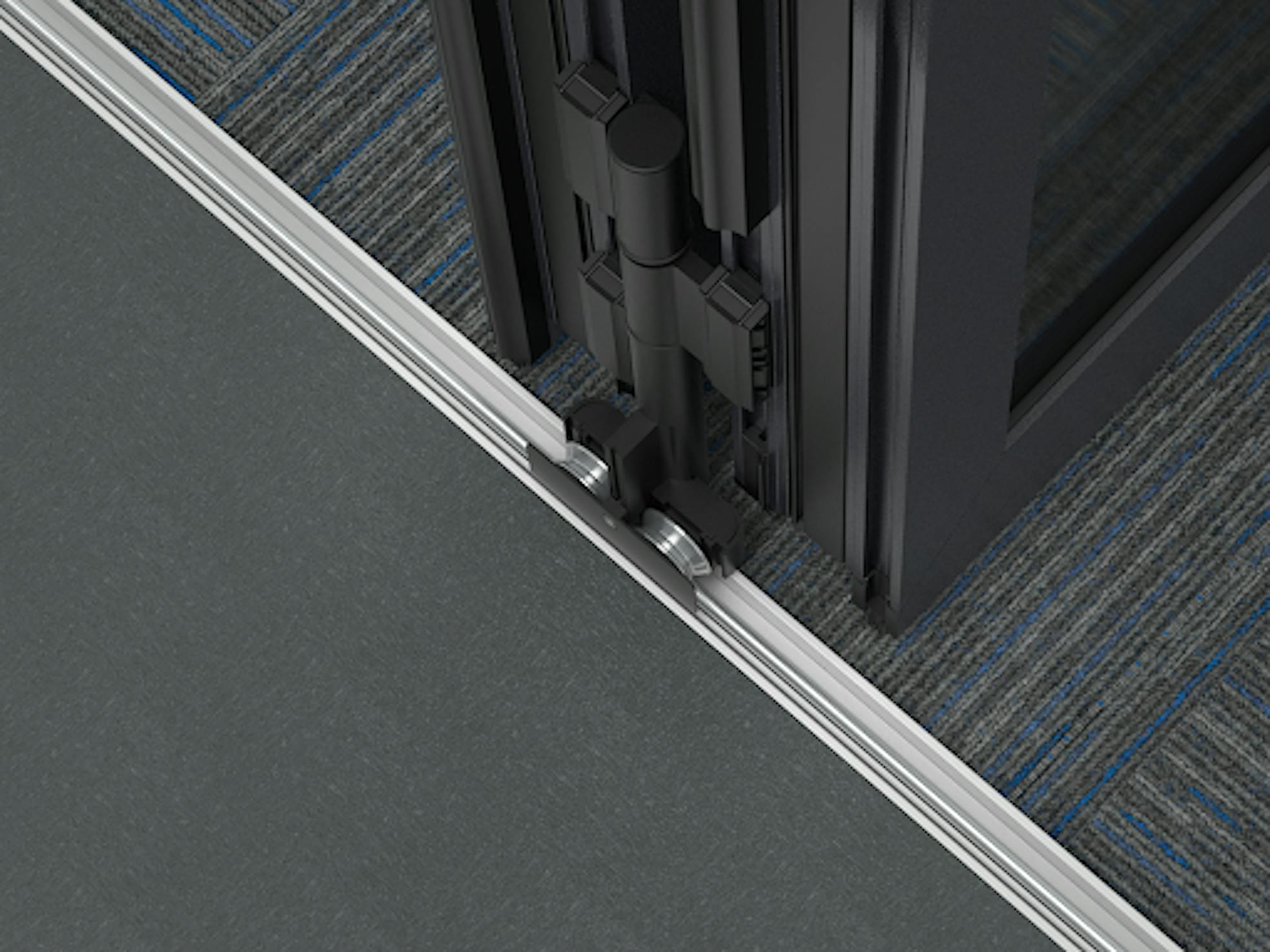Generation 4 folding door systems with surface mounted flush sill