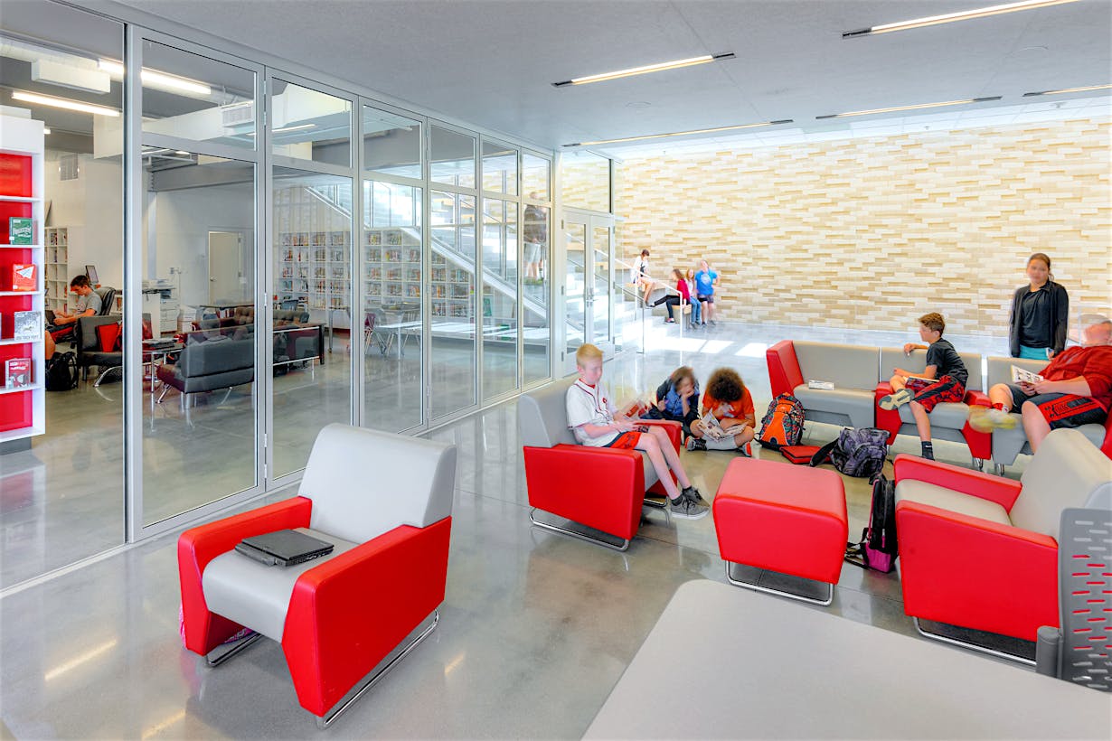 School facility opening glass door system