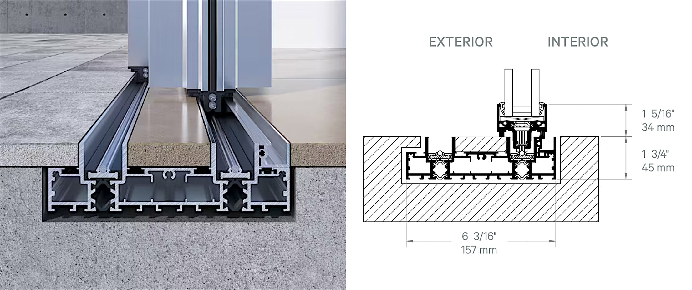 cero minimal sill option for sliding glass doors