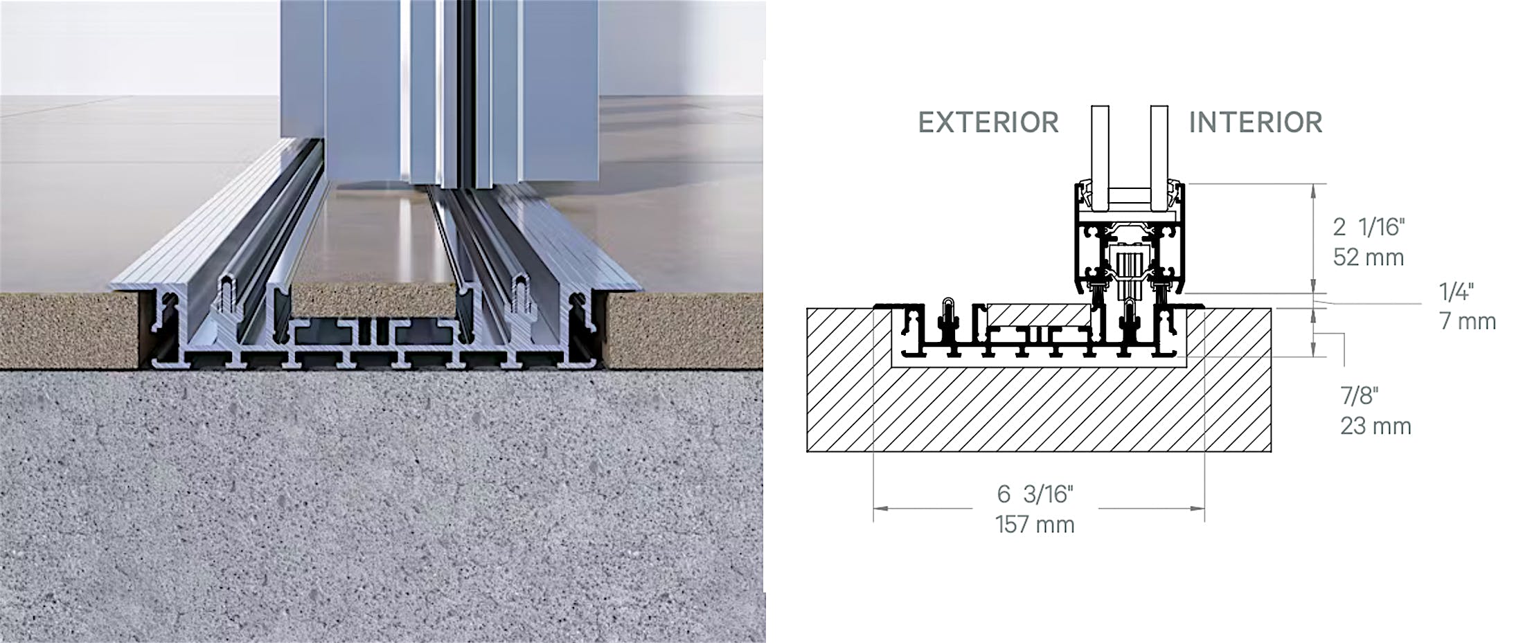 cero flush sill for interior sliding glass door