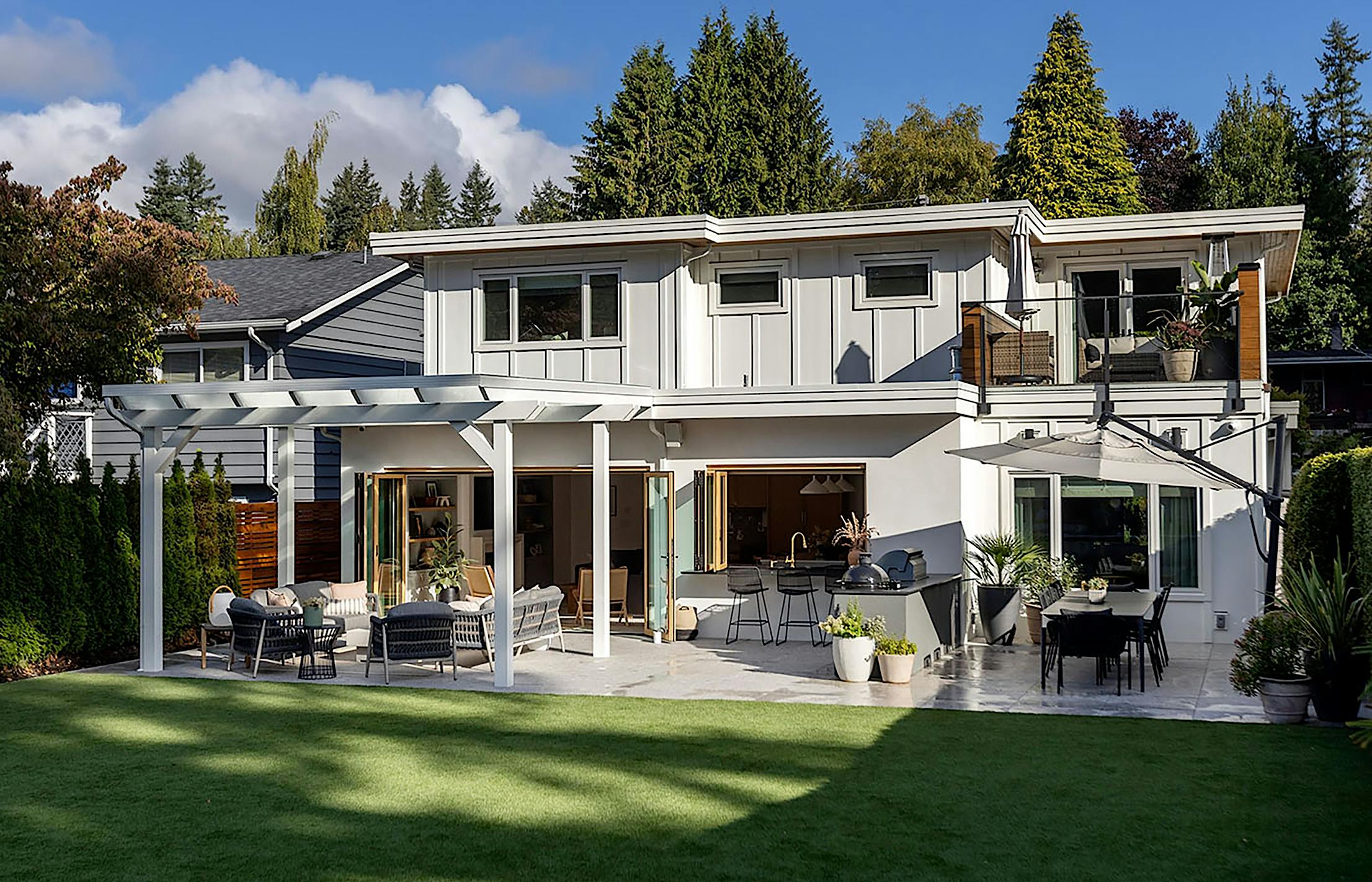 home remodel with folding glass doors and windows