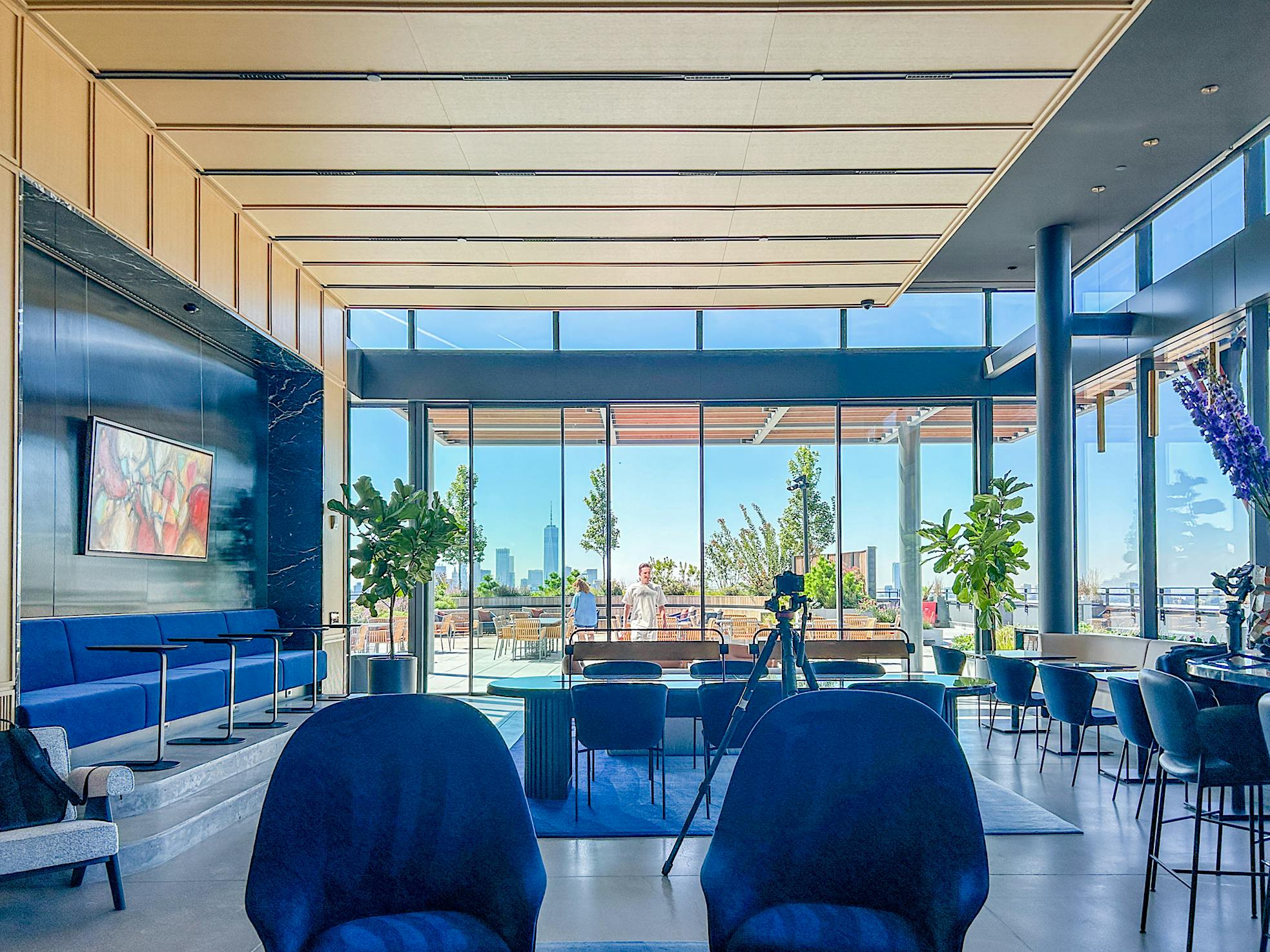 PENN 2 workplace amenities rooftop lounge and NanaWall commercial glass doors