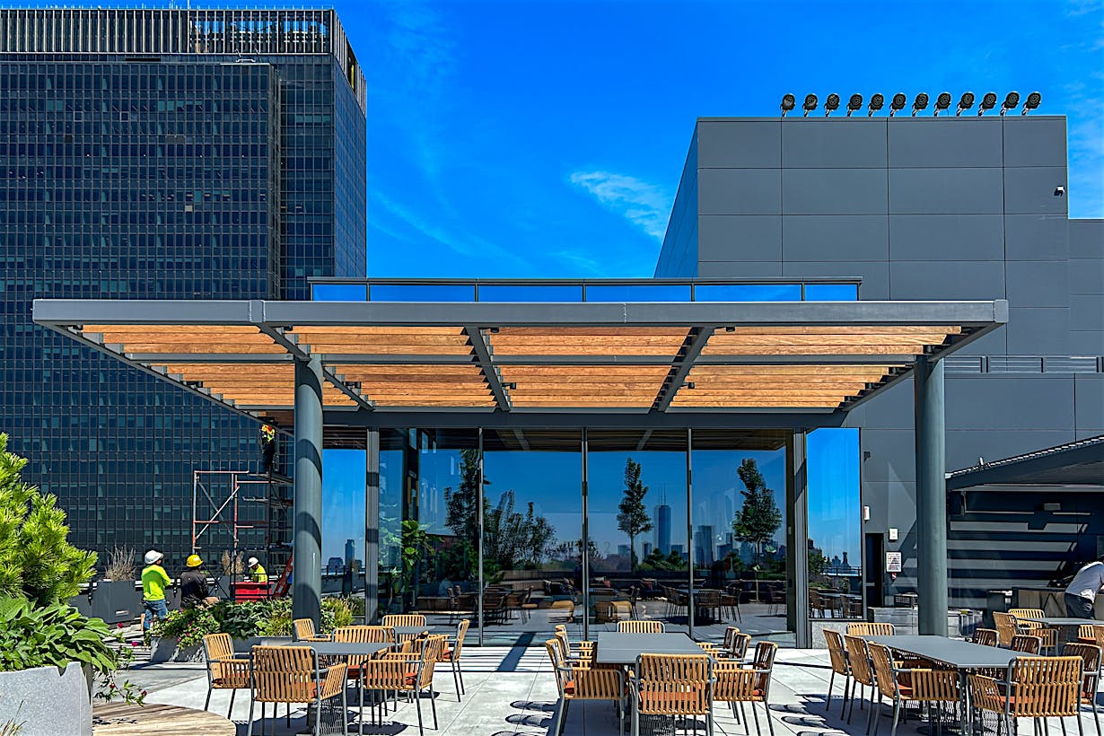 cero commercial glass doors on PENN 2 rooftop