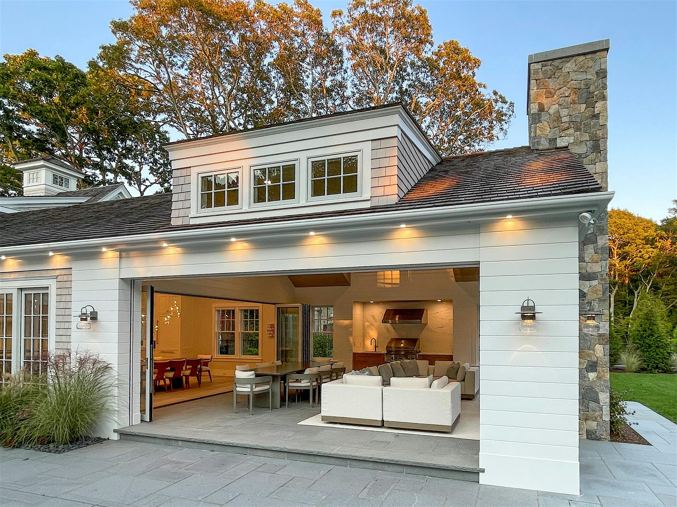 movable glass doors in California room porch design trend