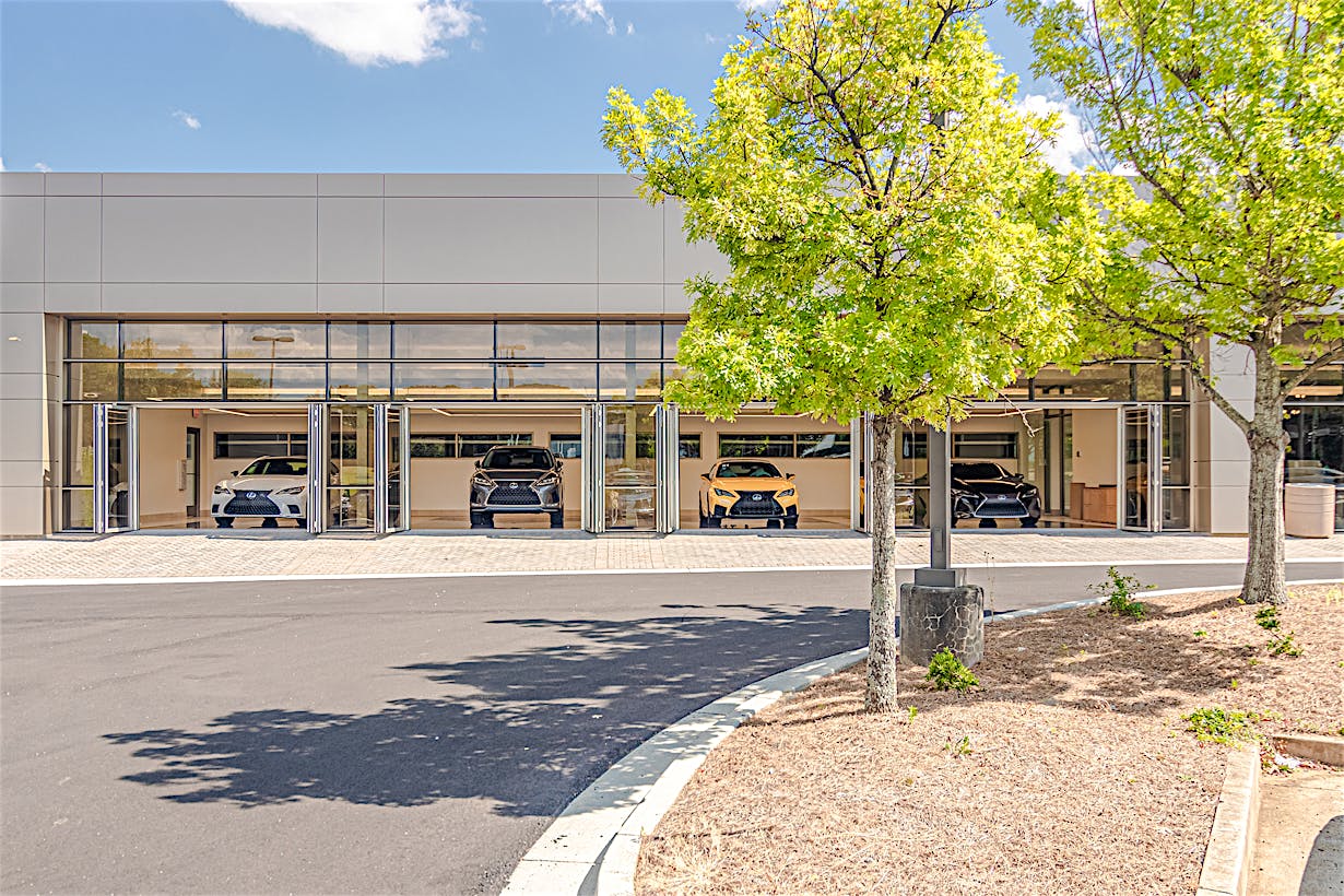 Lexus auto showroom with NanaWall commercial folding glass doors
