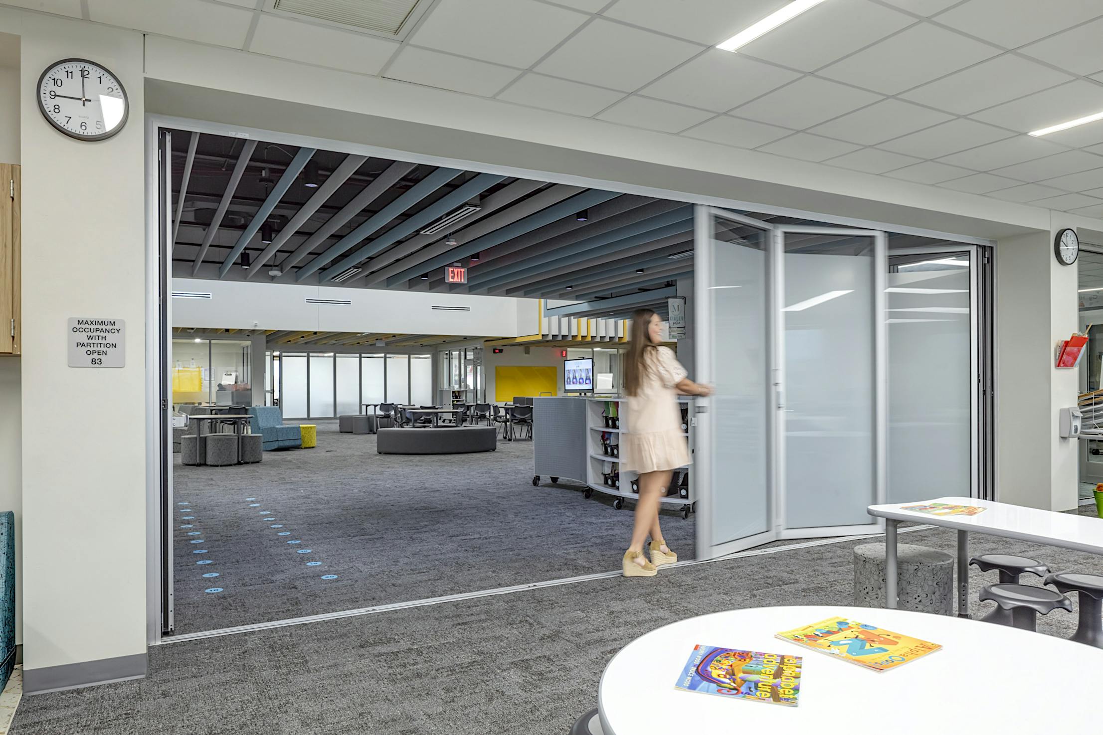 easy to operate folding glass doors for educational spaces