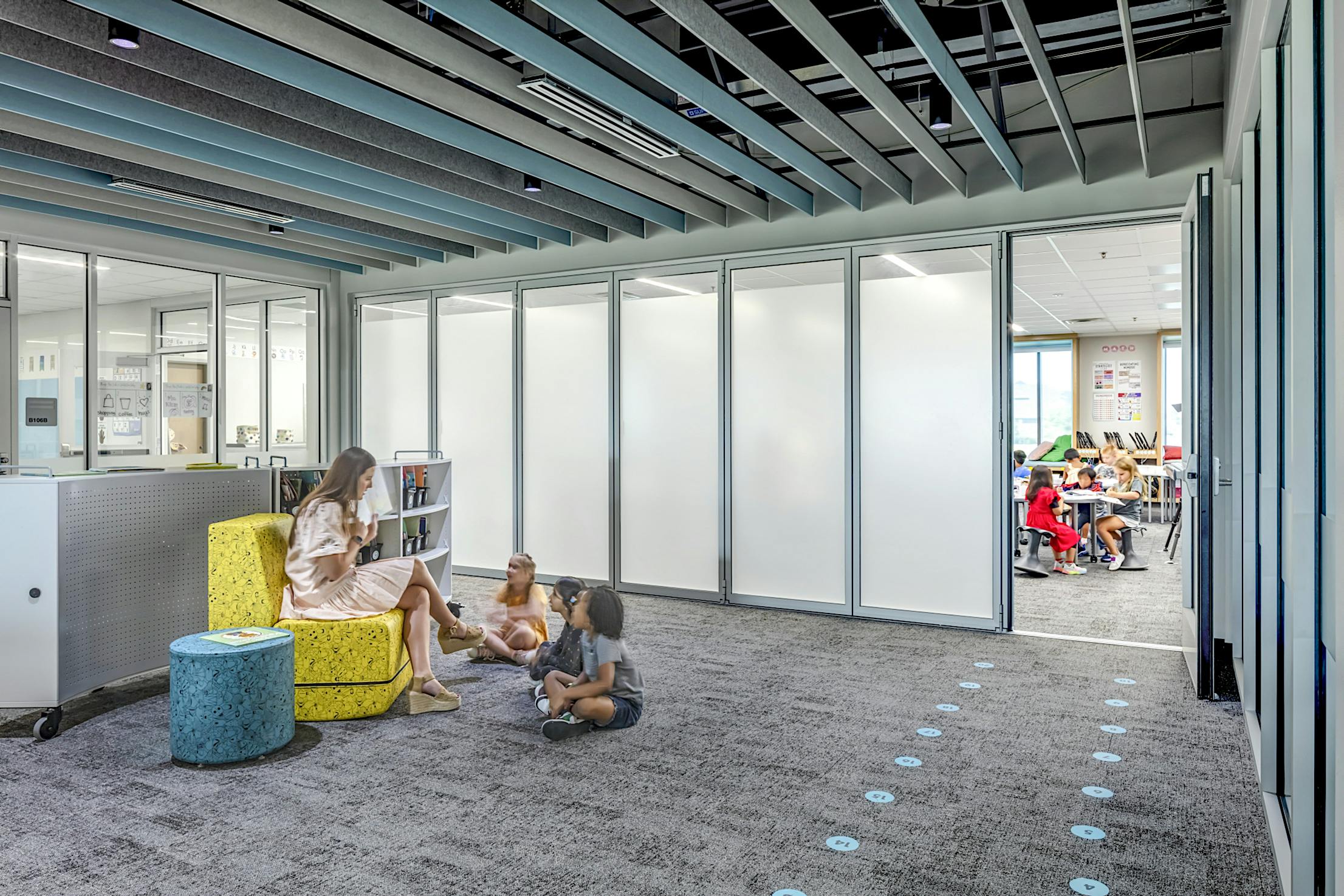 flexible learning space with folding glass doors