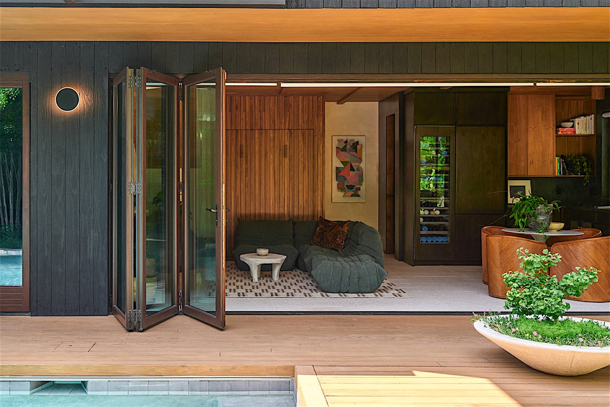 wood aluminum clad opening glass doors