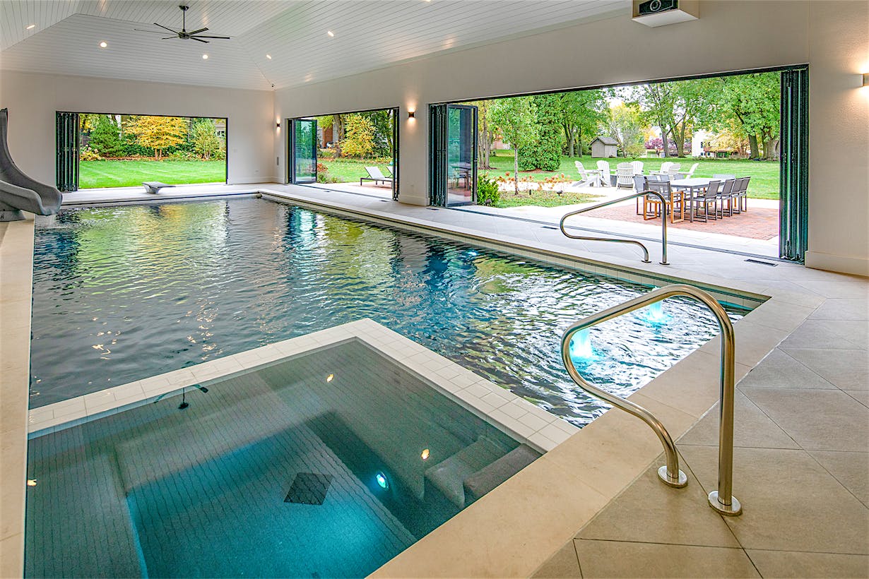 indoor outdoor opening glass doors for pool houses