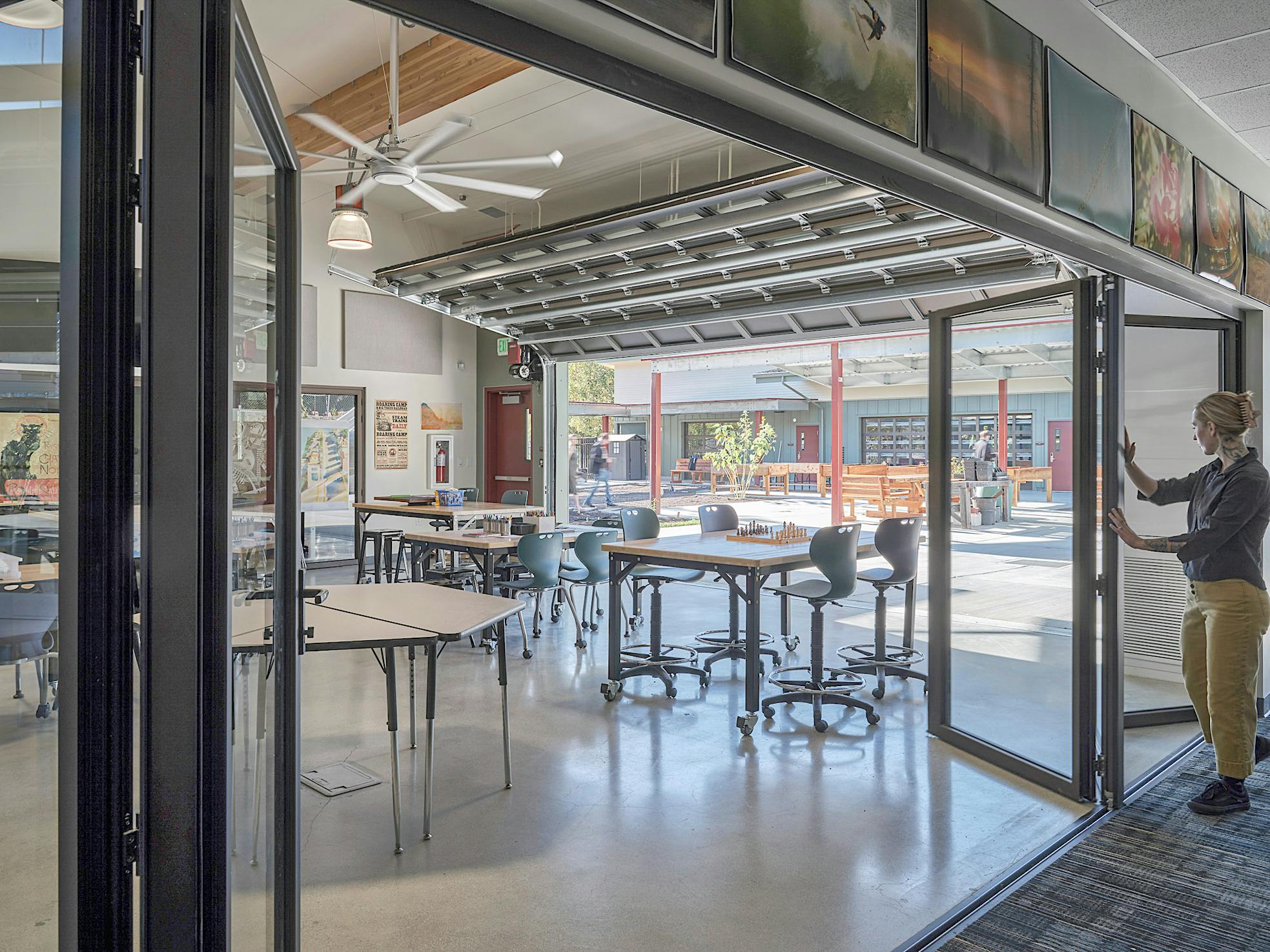 bifold glass walls in school design