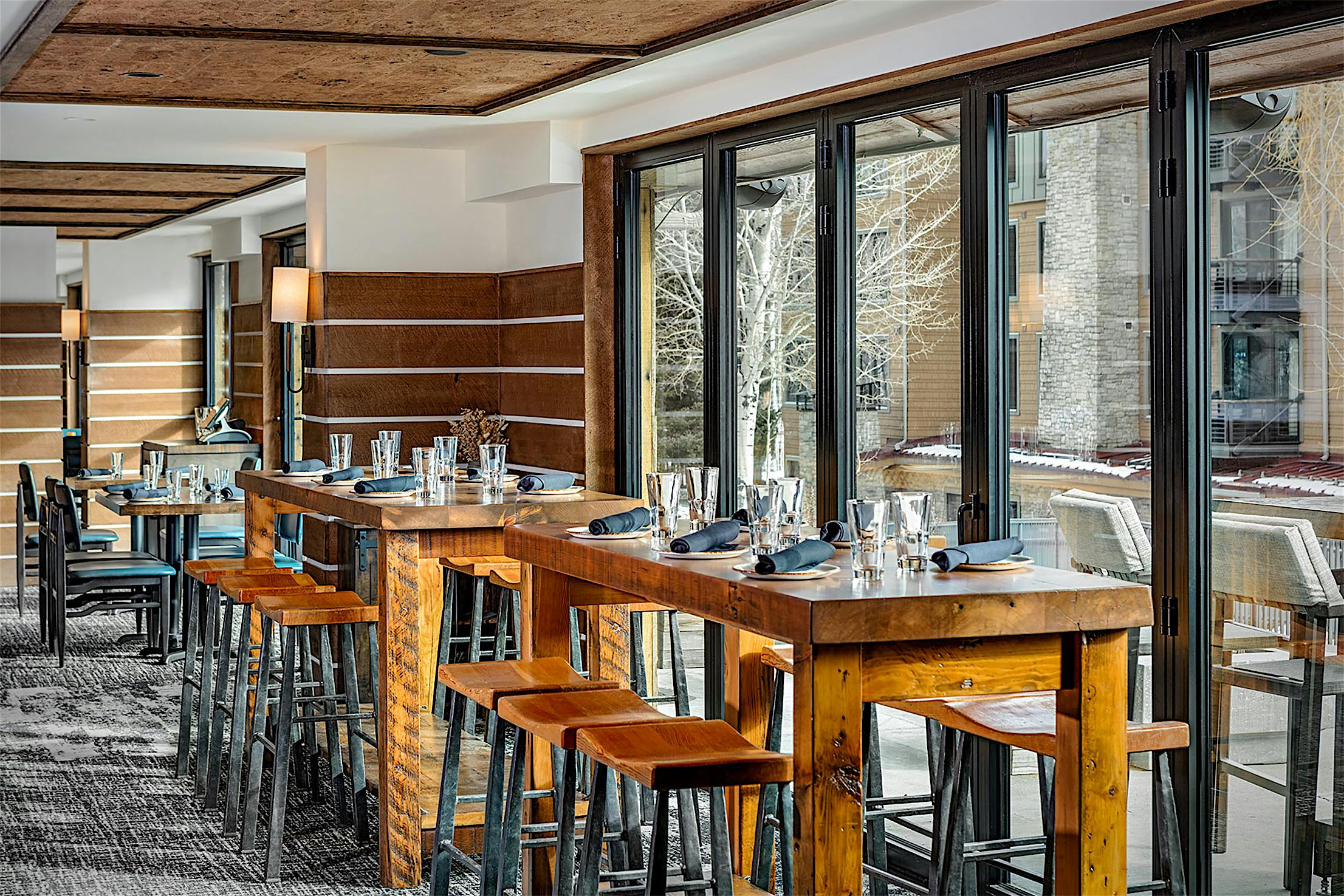 aluminum framed commercial glass doors in restaurant