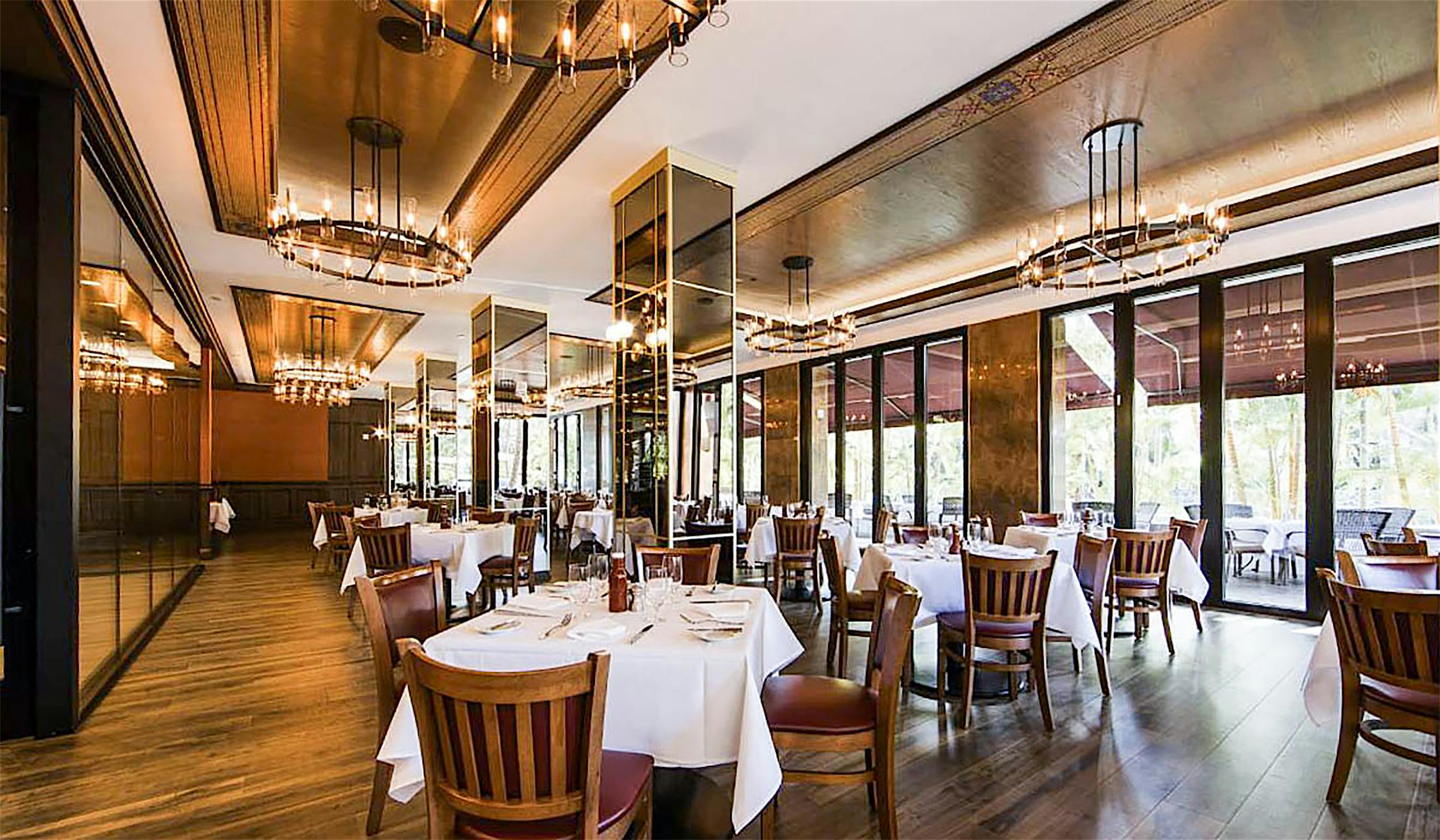 restaurant design with folding and sliding commercial glass doors