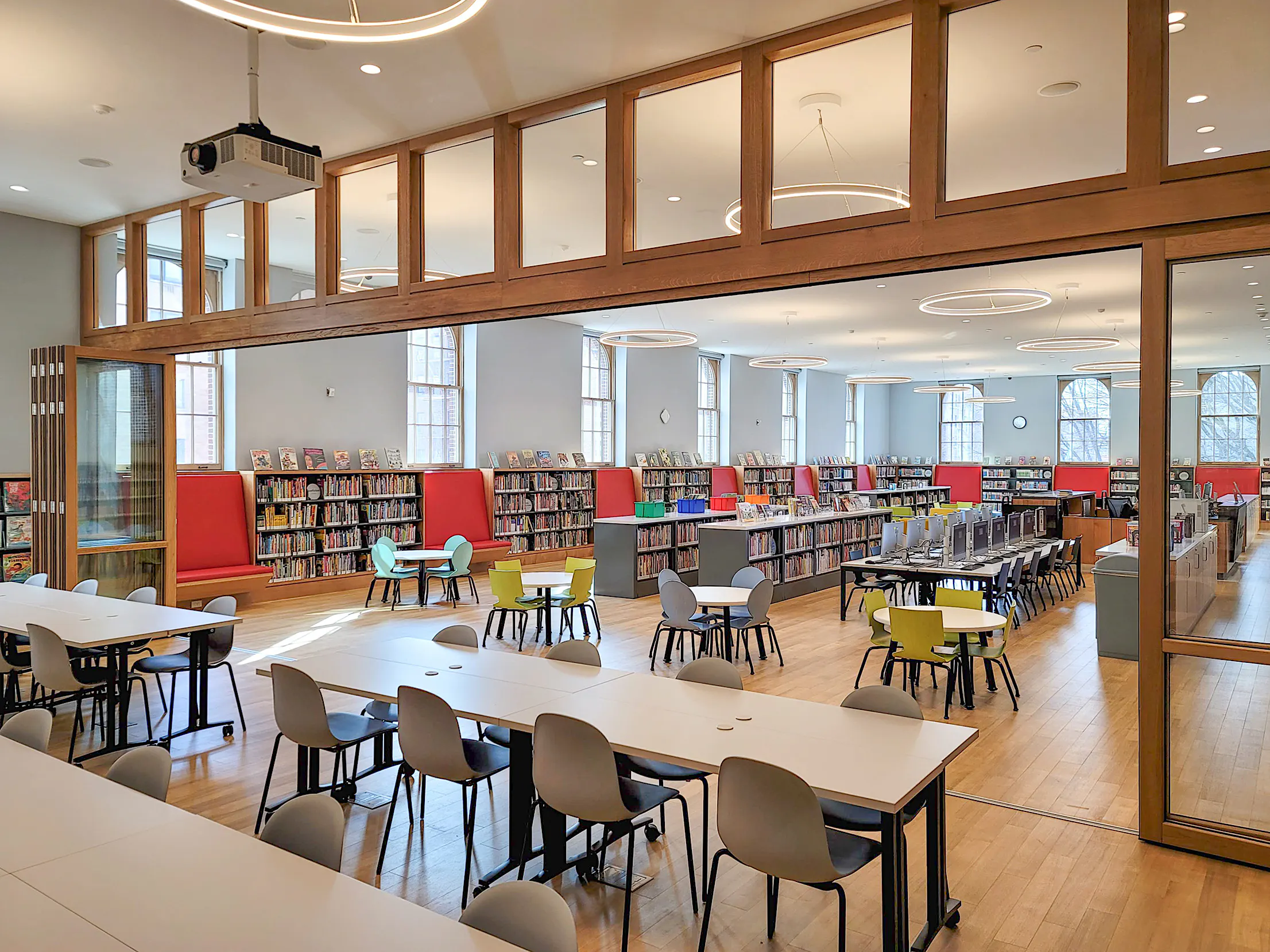 Glass Display Library Modernizing Libraries Utilizing Dynamic Operable Glass Wall Systems