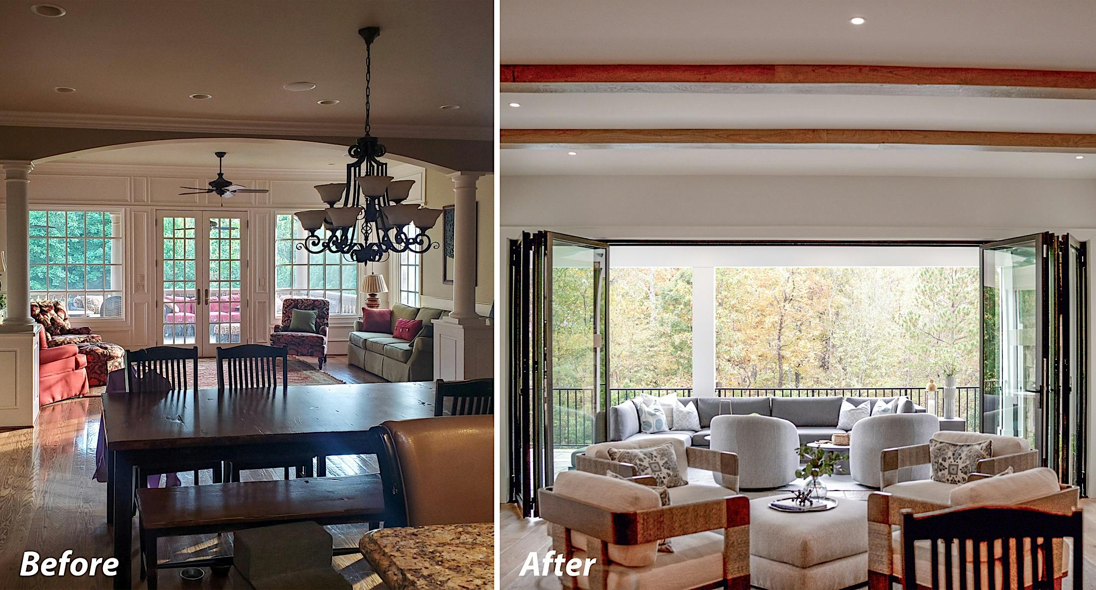 remodel to connection to outdoors with accordion glass doors