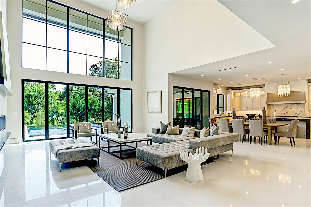 custom home design with residential folding glass door