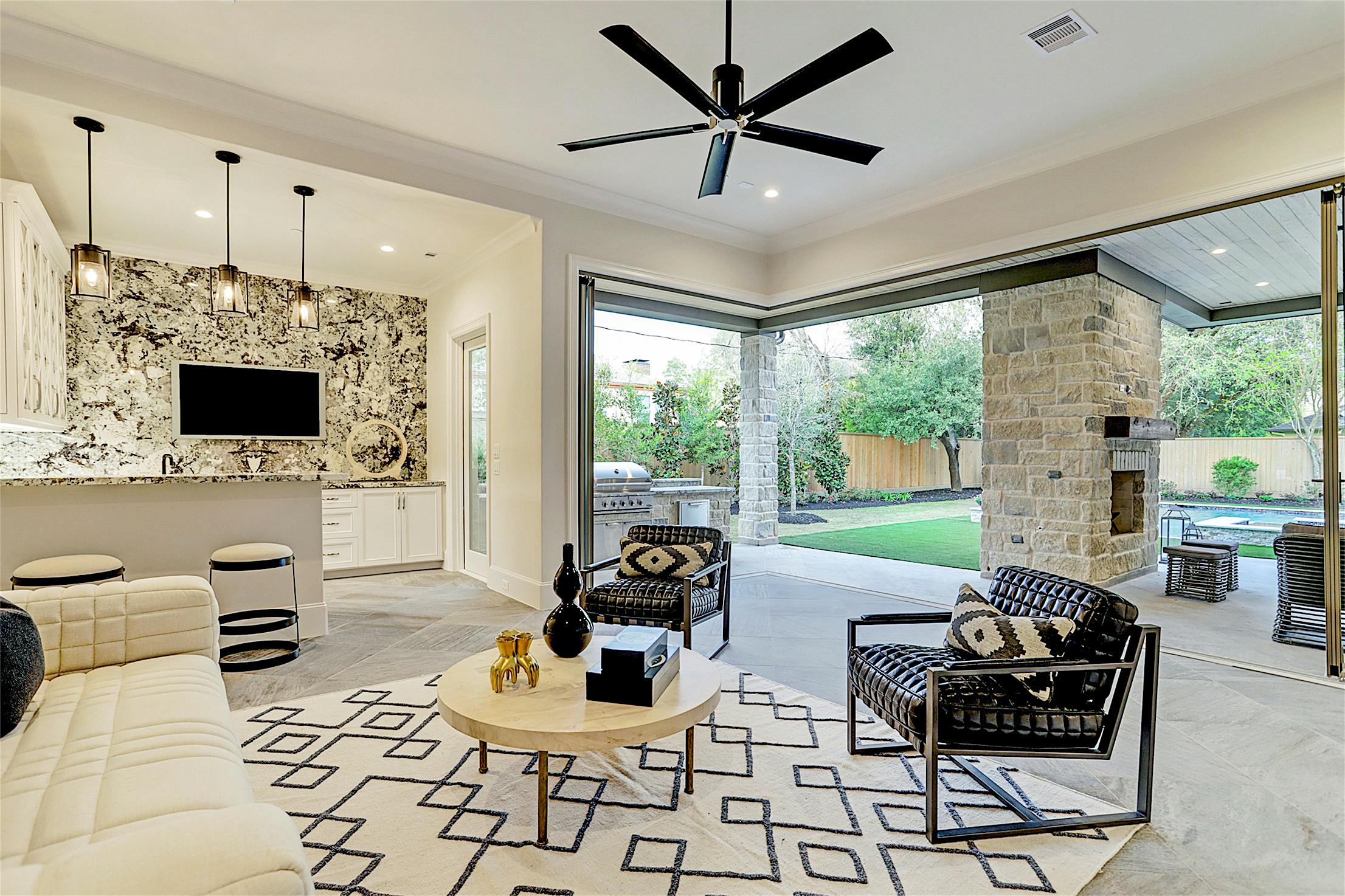 open corner design with residential folding glass doors