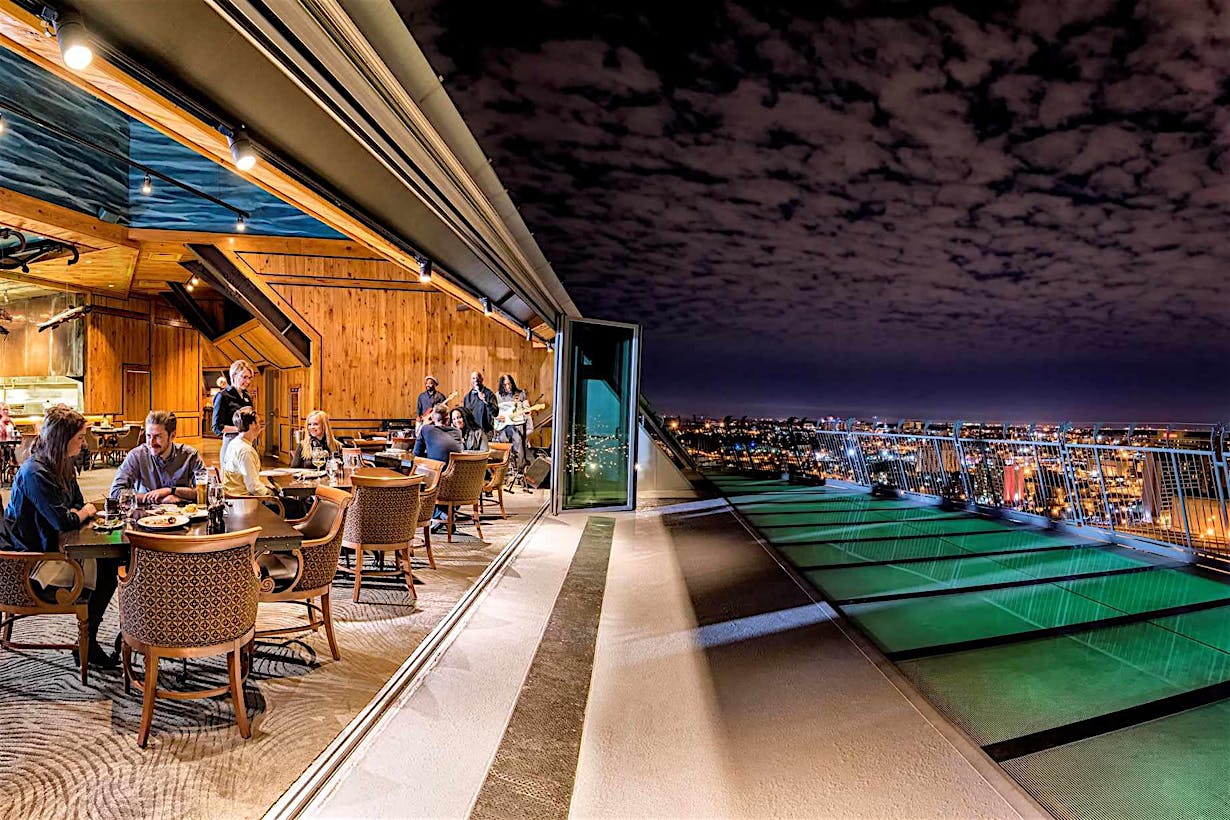 Night-view-out-folding-glass-wall-from-Memphis-Pyramid