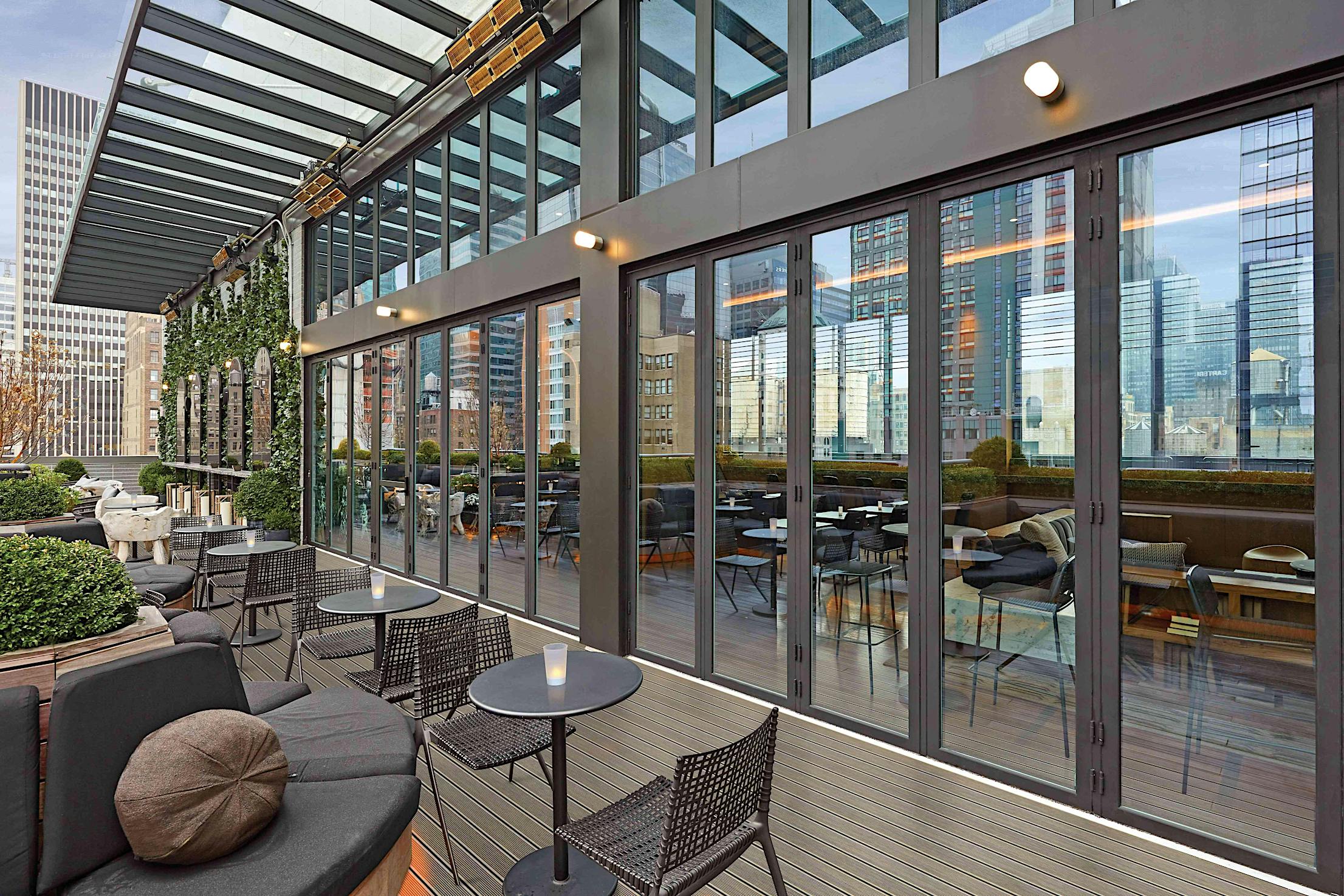 closed-glass-wall-in-hotel-restaurant