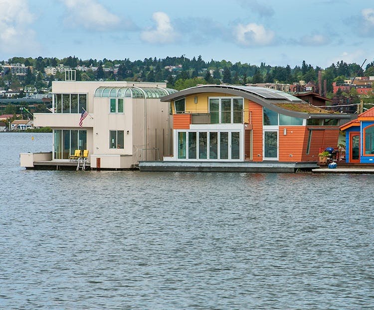 Opening glass wall systems on a houseboat