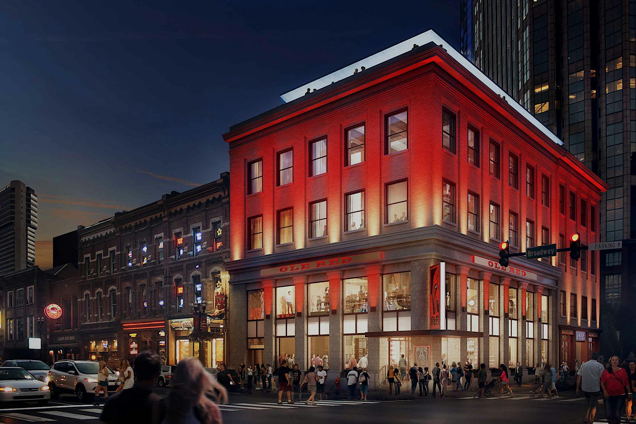 HSW60 stacking glass wall on Broadway in downtown Nashville
