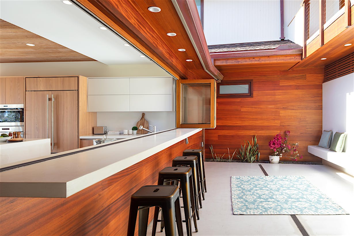 wood framed bifolding window