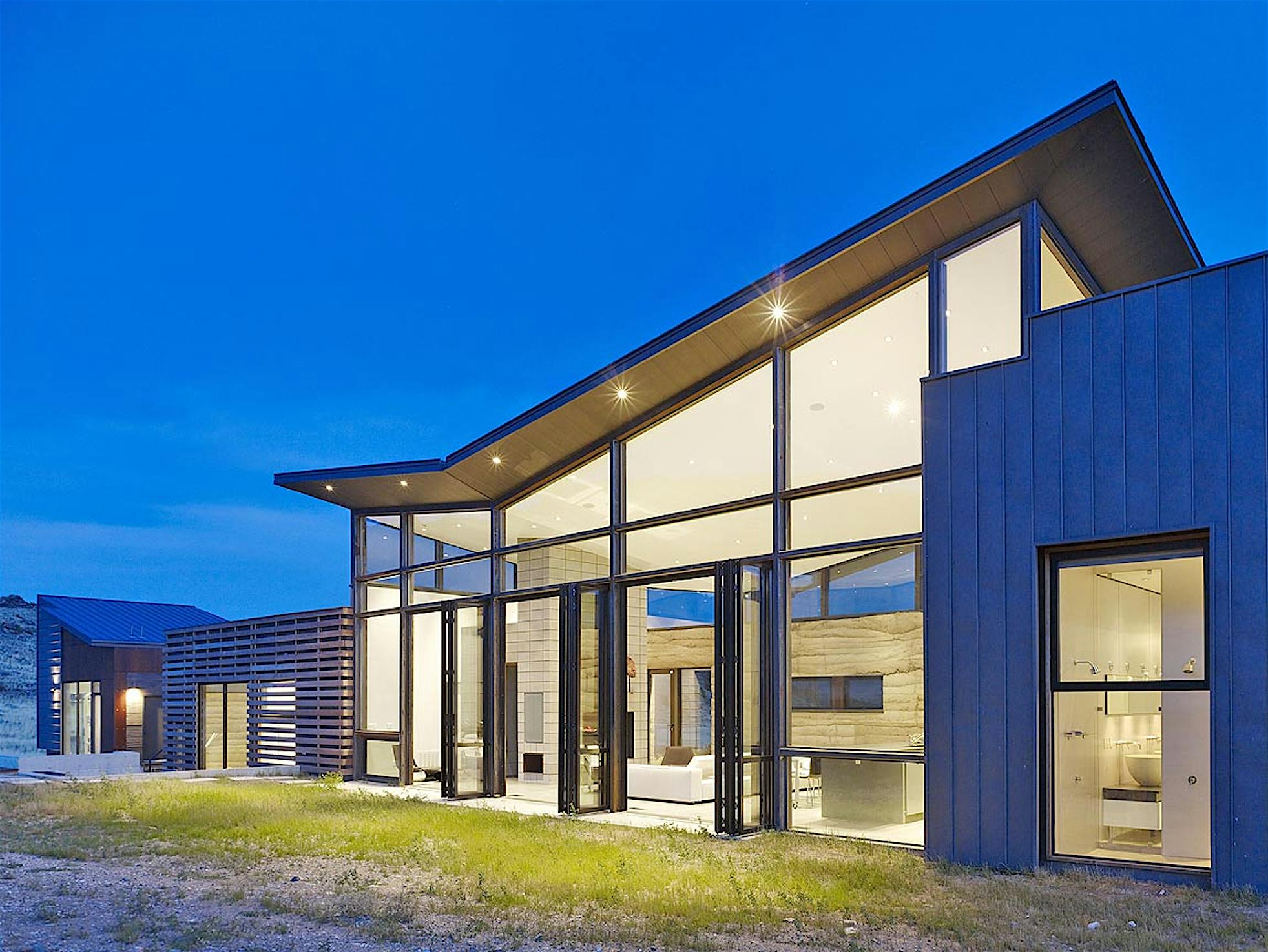 energy-efficient opening glass walls in Net-Zero building