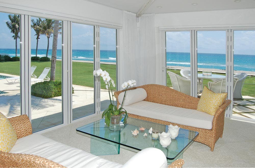 Aluminum folding glass doors in Palm Beach Cabana