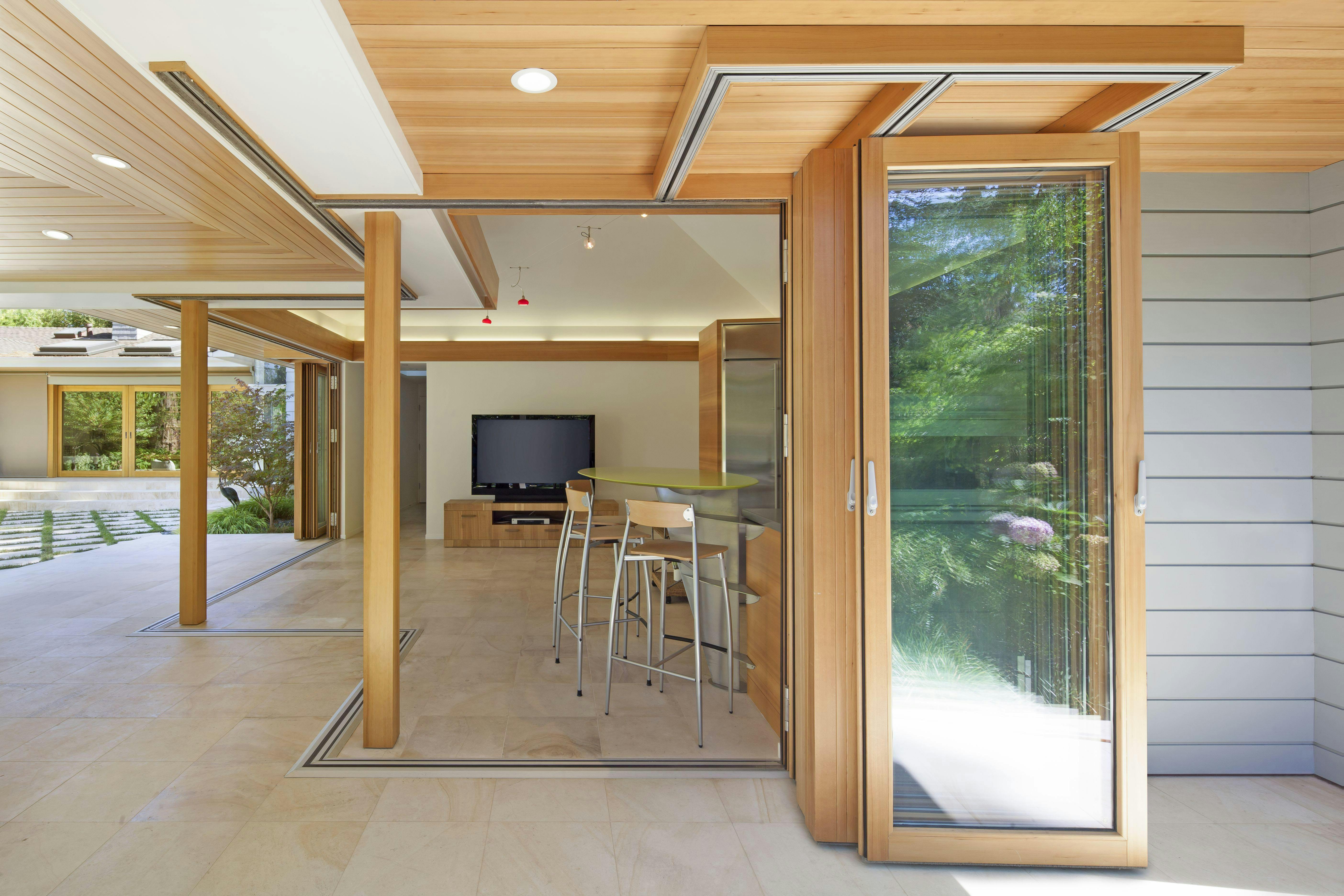 single track sliding system combines with solid wood