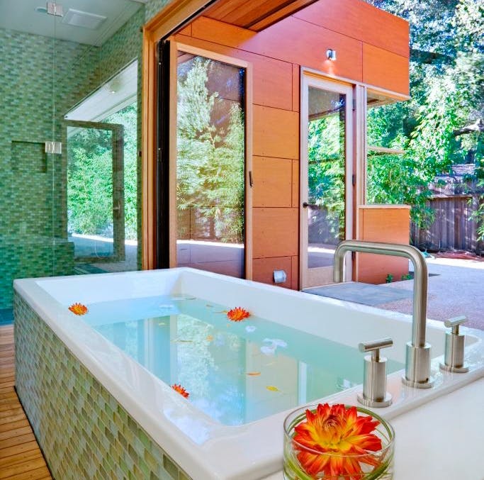 glass walls bathroom