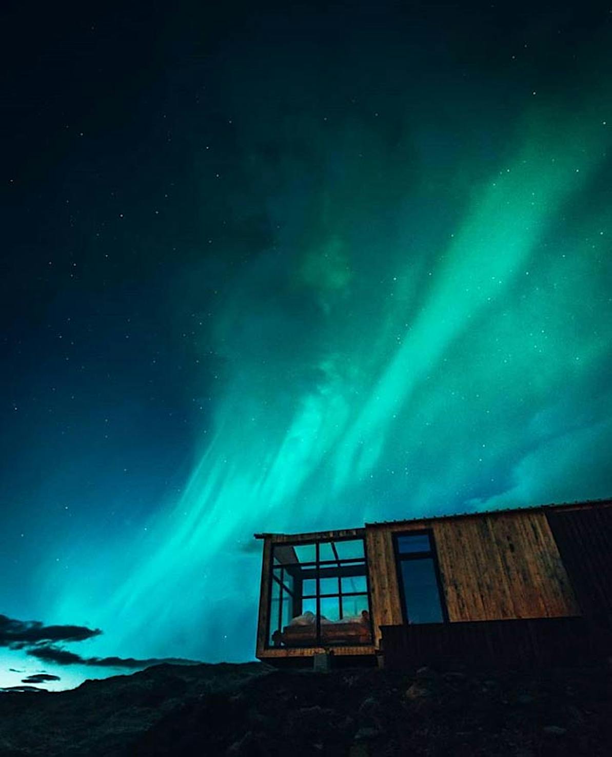 Tiny home in Iceland with glass walls