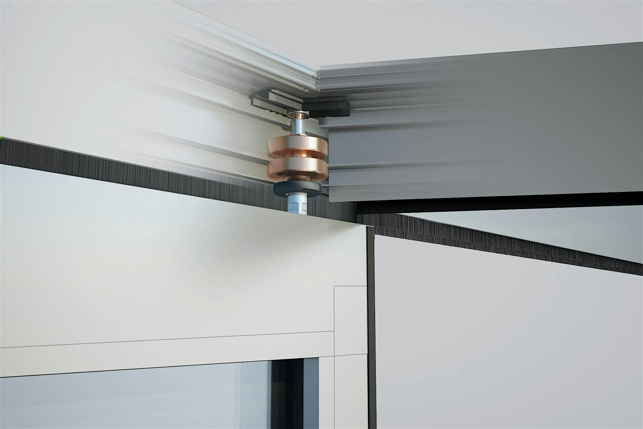 Experience the exceptional craftsmanship of our sliding door mechanism, featuring a high-quality innovative roller and track system for smooth sliding and operation.