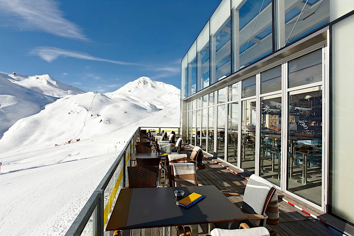 SL70 commercial extreme weather folding glass walls at Serfaus Panoramic Bar in Autralia